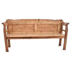 Pine and Oak Paneled Bench or Settle.