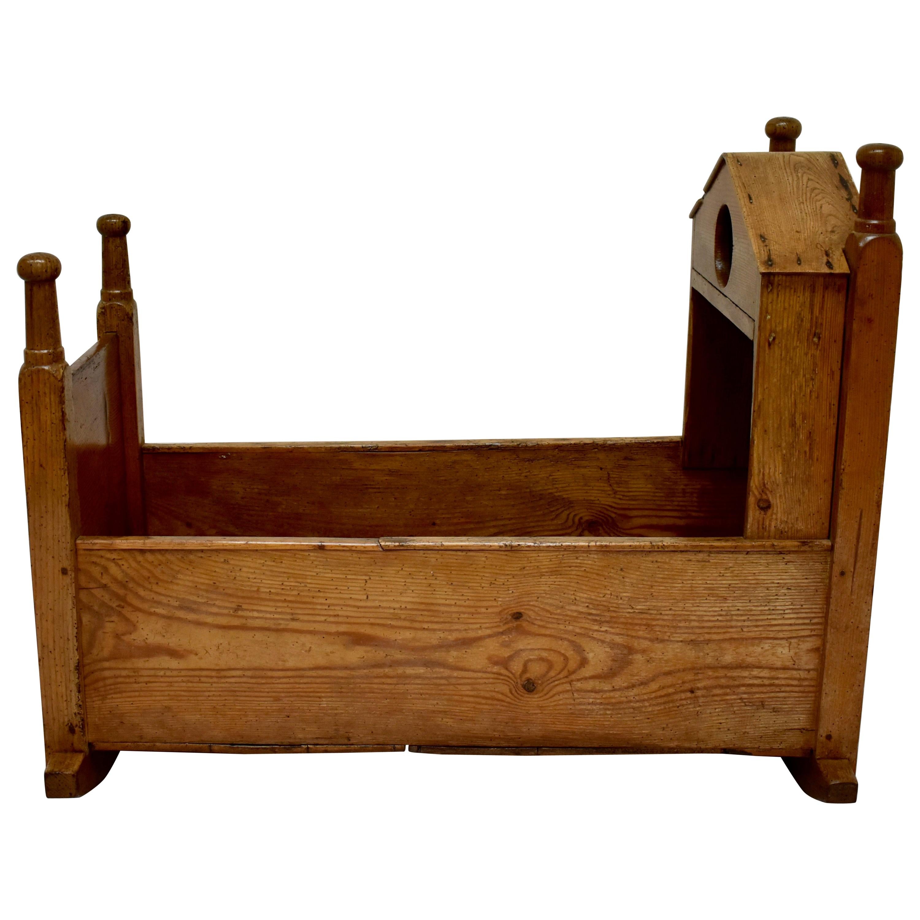 Pine and Oak Rocking Cradle For Sale