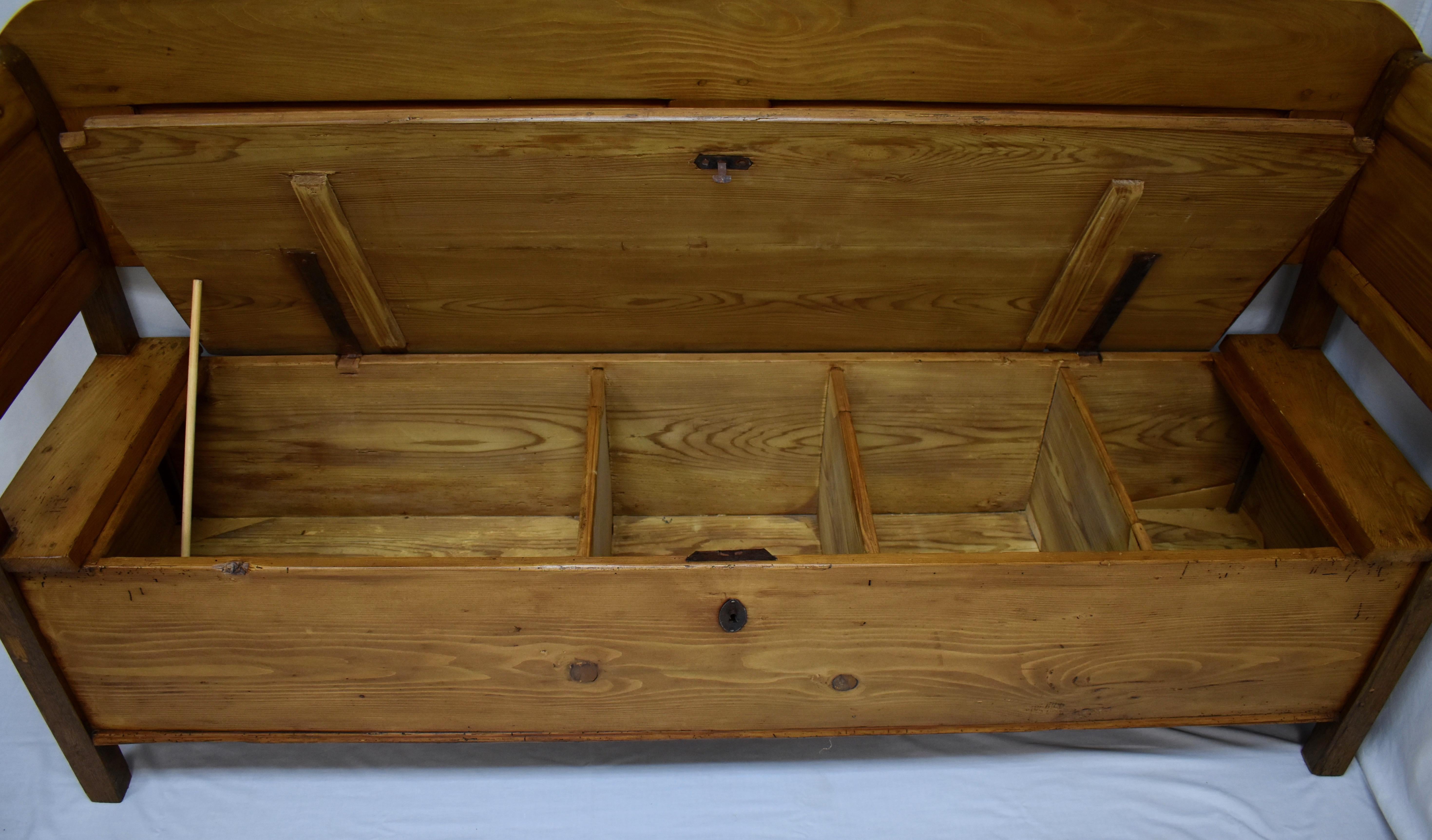 19th Century Pine and Oak Storage Bench