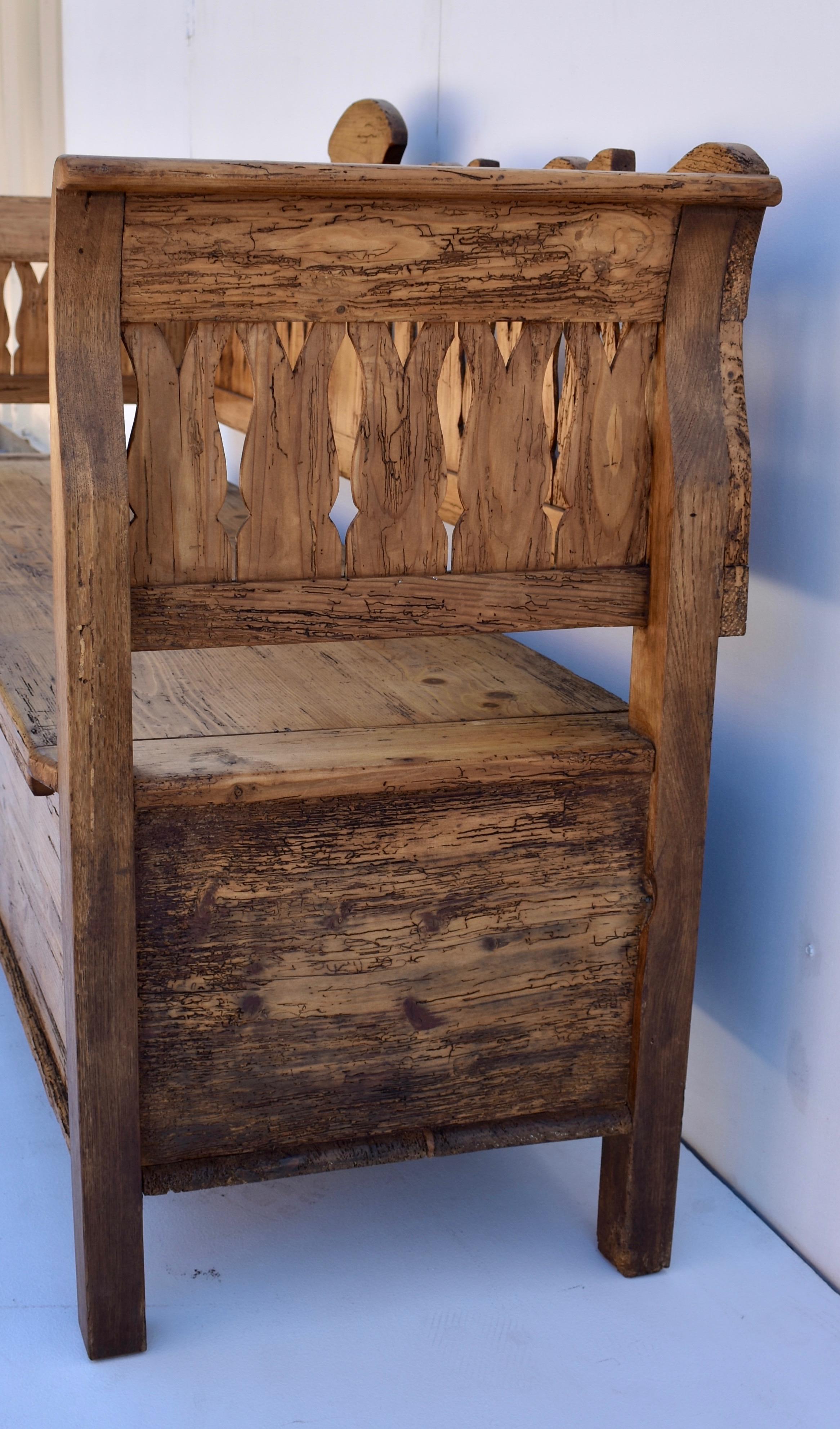 19th Century Pine and Oak Storage Bench