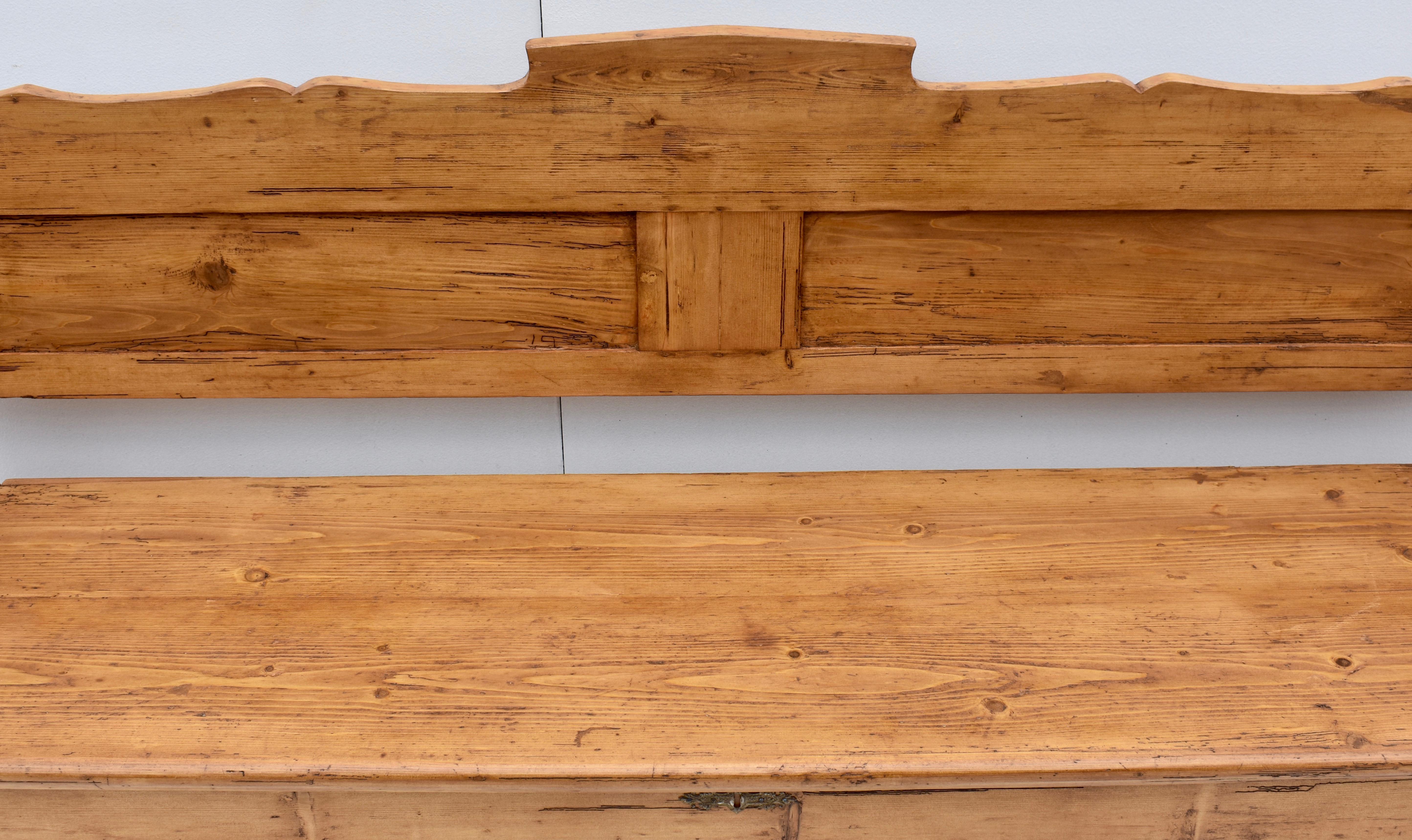 19th Century Pine and Oak storage Bench or Settle