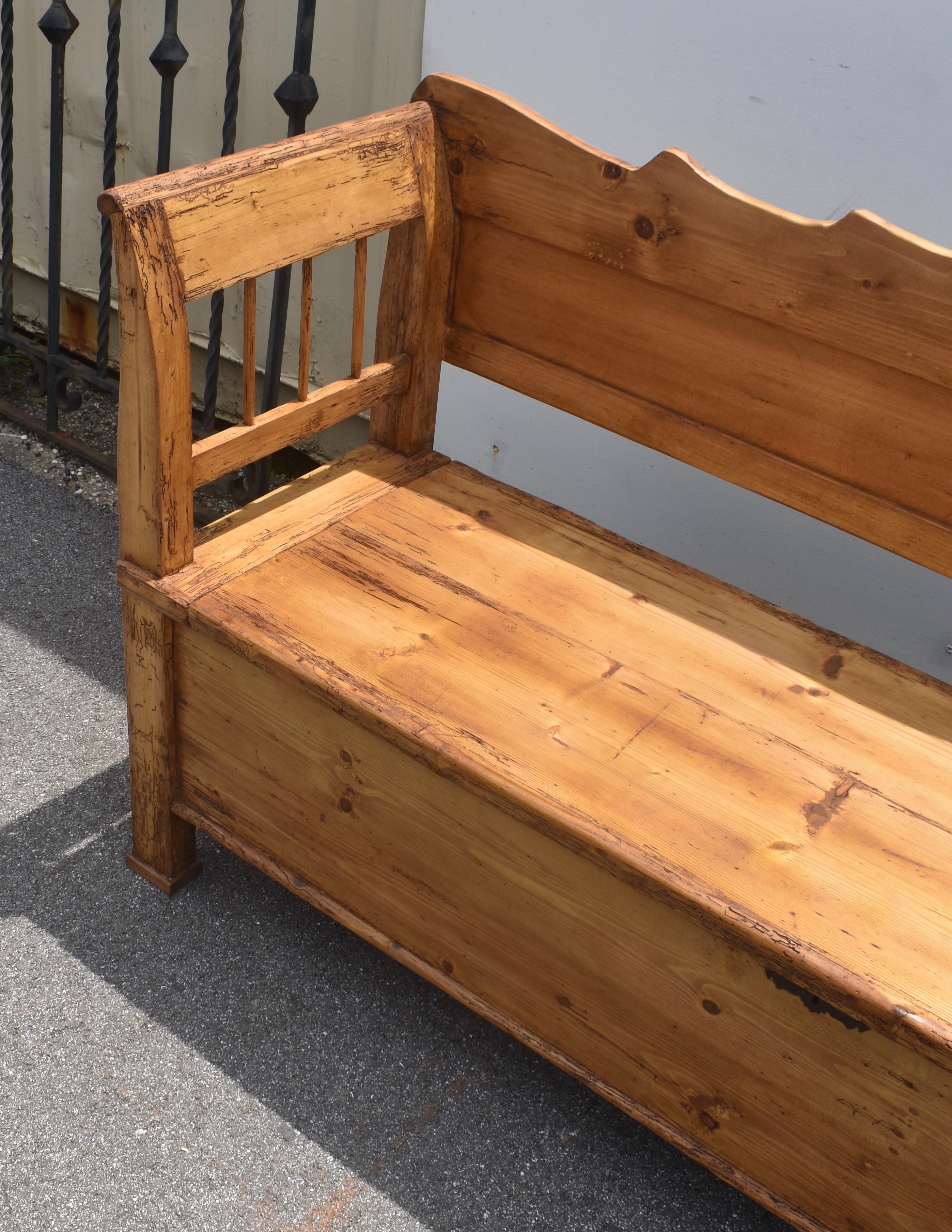 Pine and Oak Storage Bench or Settle For Sale 3