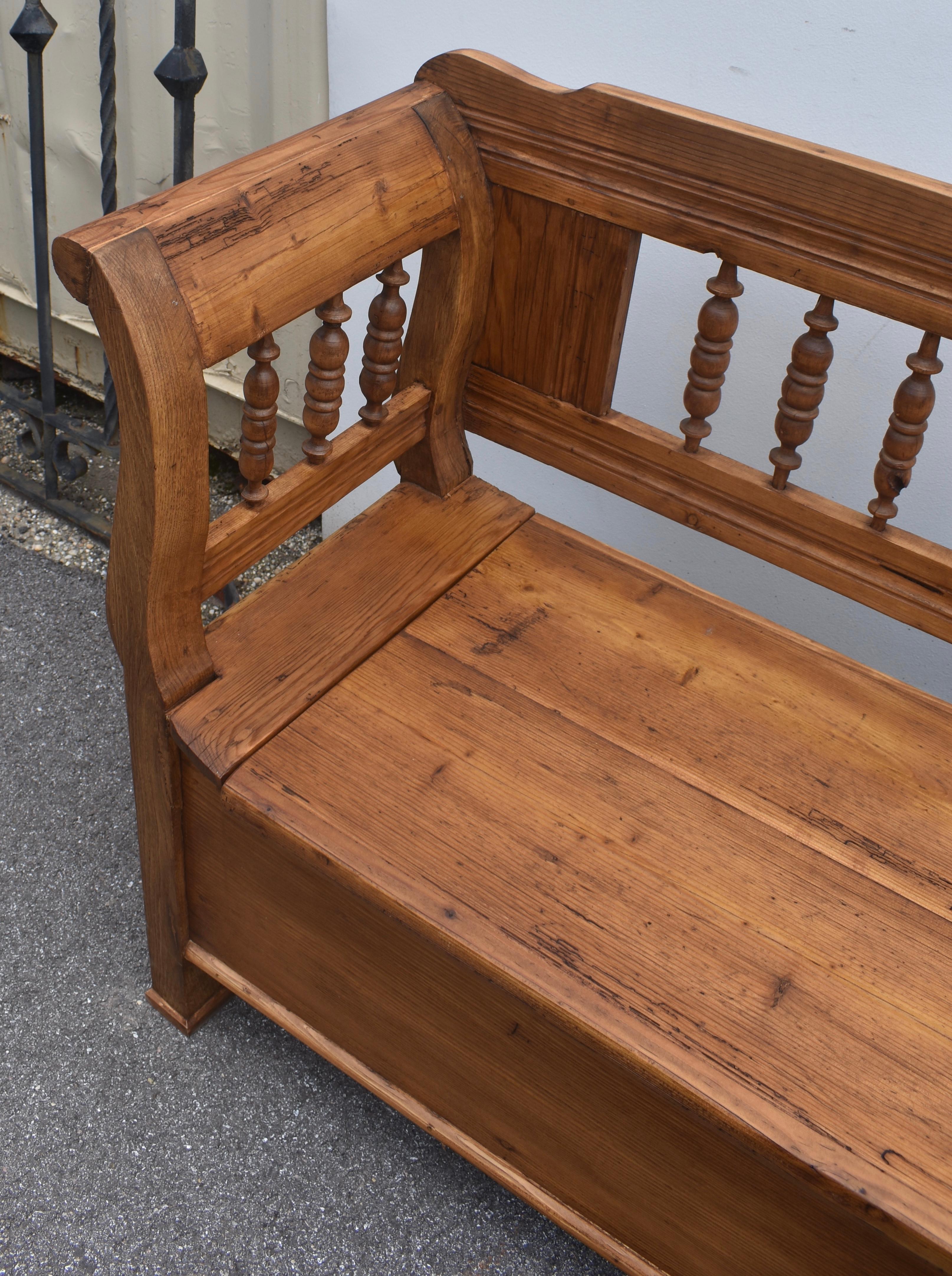 Pine and Oak Storage Bench or Settle For Sale 3