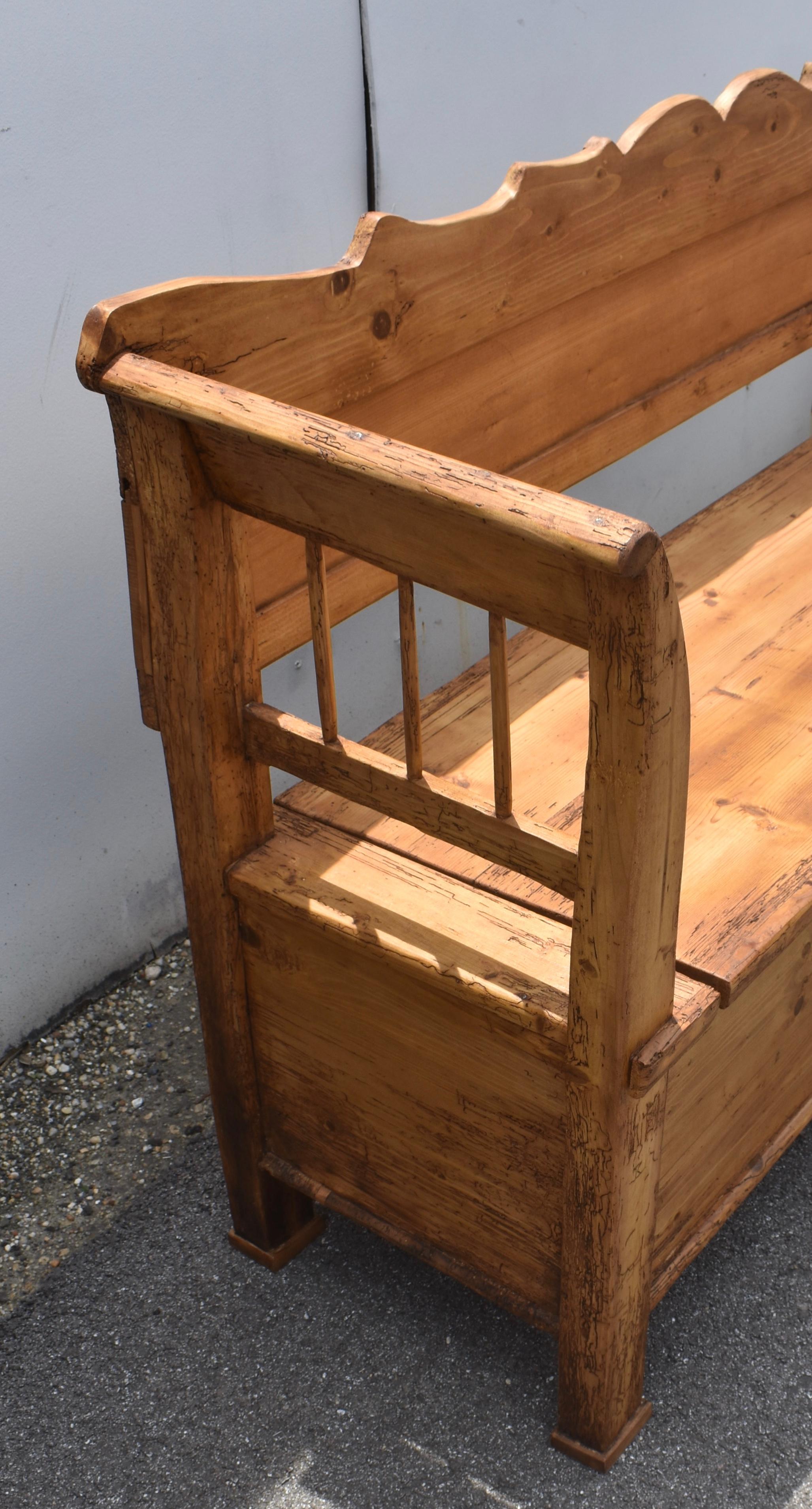 Pine and Oak Storage Bench or Settle For Sale 4