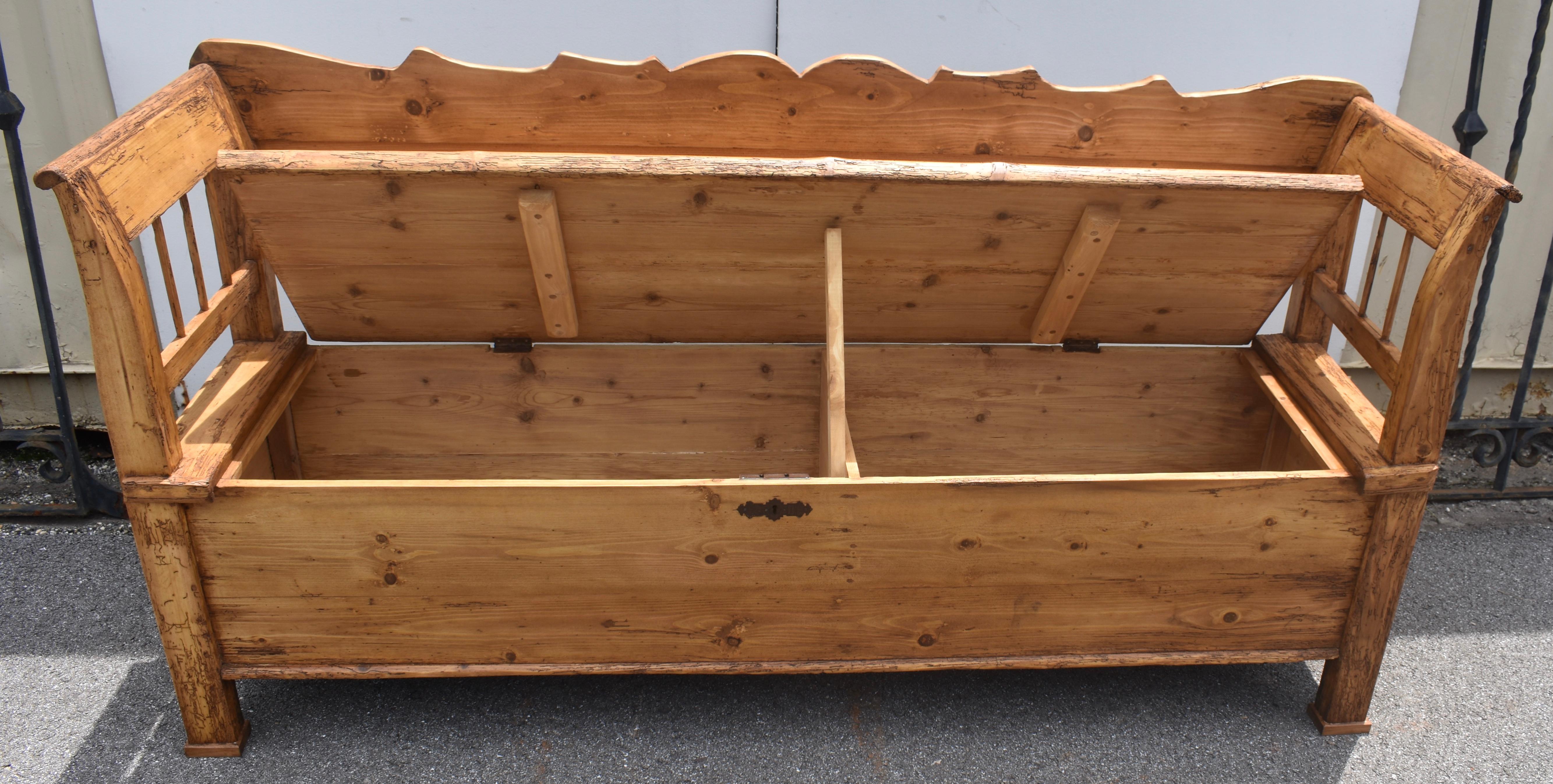 Pine and Oak Storage Bench or Settle For Sale 6