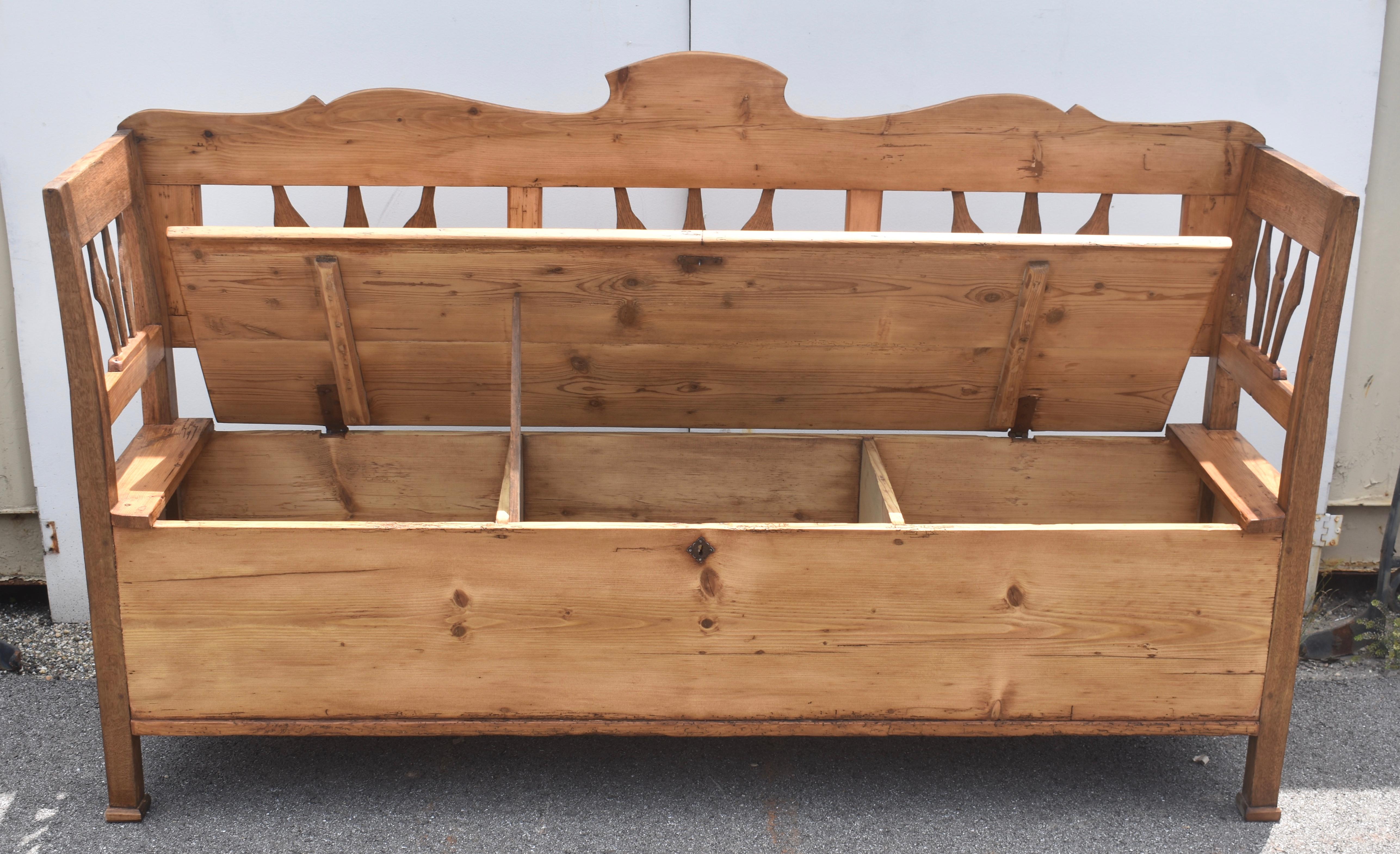 Pine and Oak Storage Bench or Settle For Sale 8