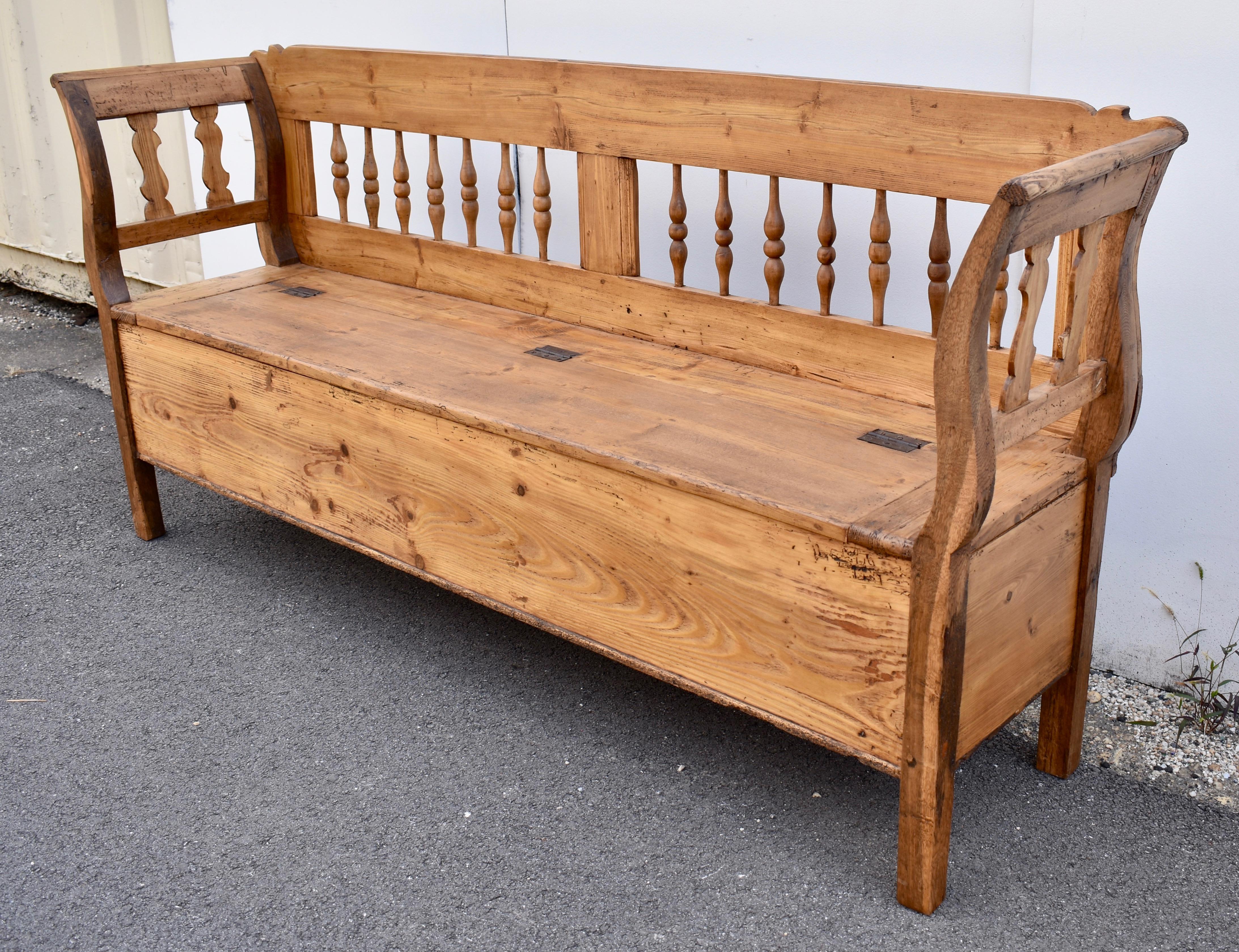 oak settle bench with storage
