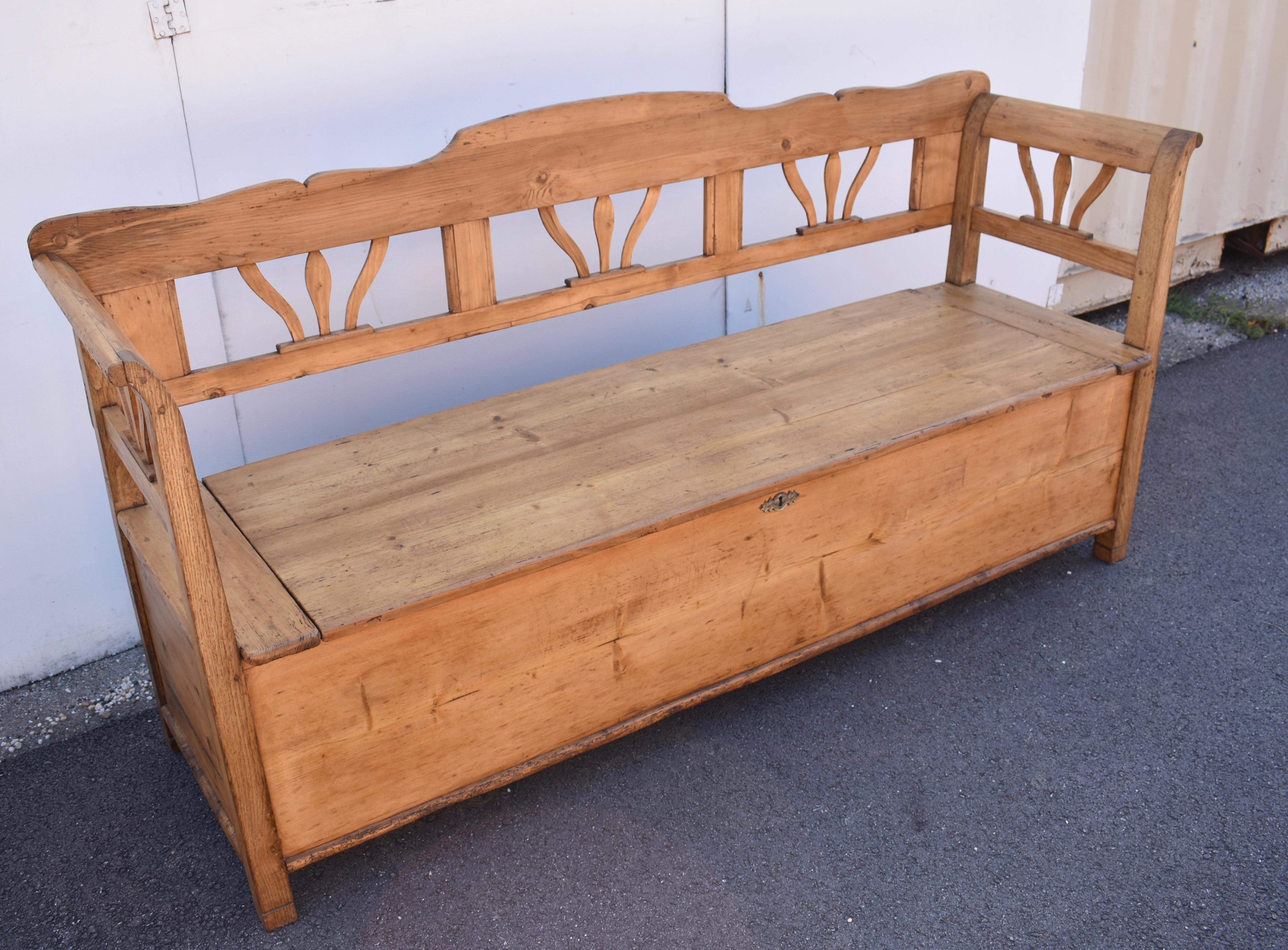 Hungarian Pine and Oak Storage Bench or Settle