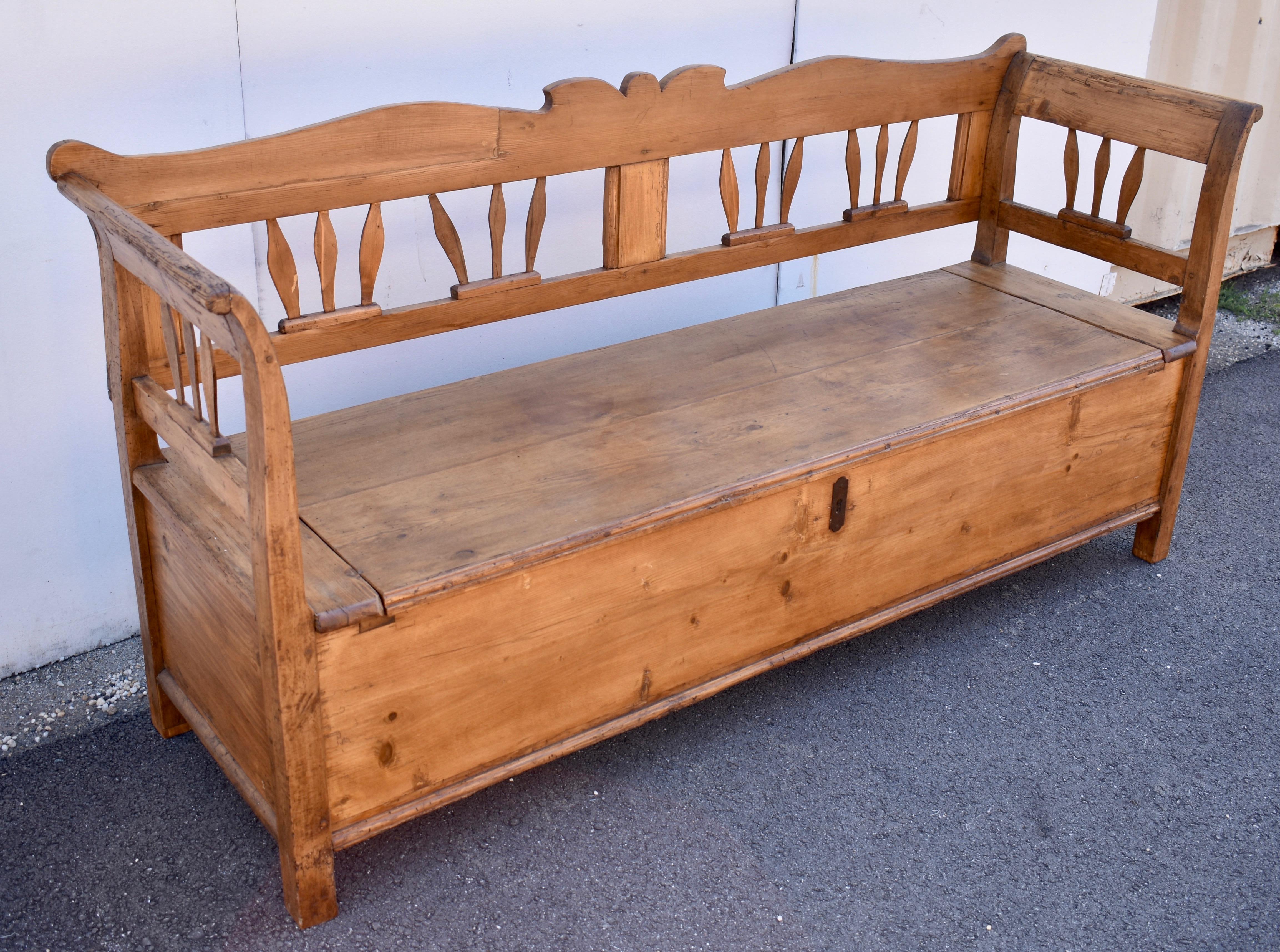 pine bench with storage