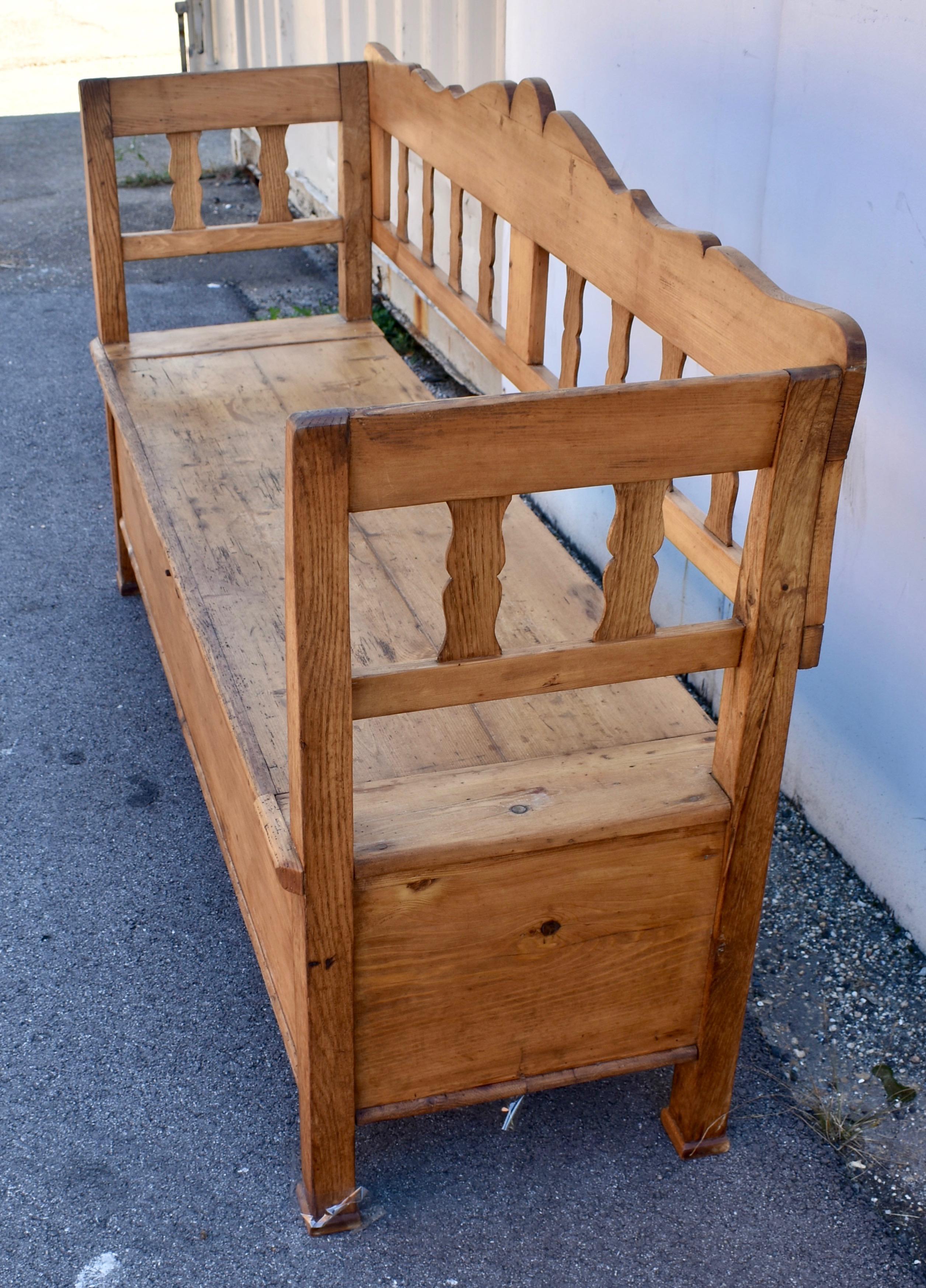 Hungarian Pine and Oak Storage Bench or Settle