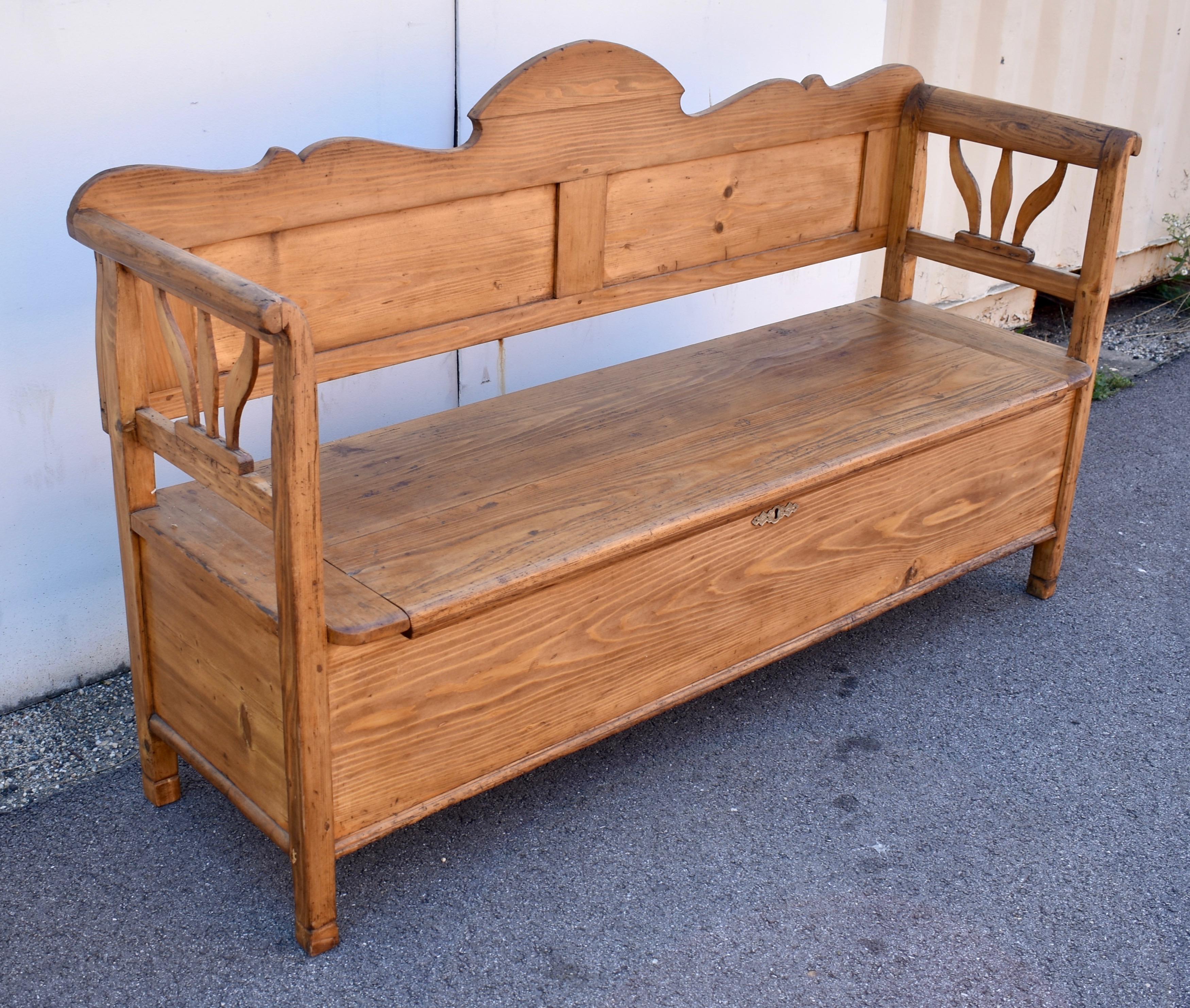 Hungarian Pine and Oak Storage Bench or Settle
