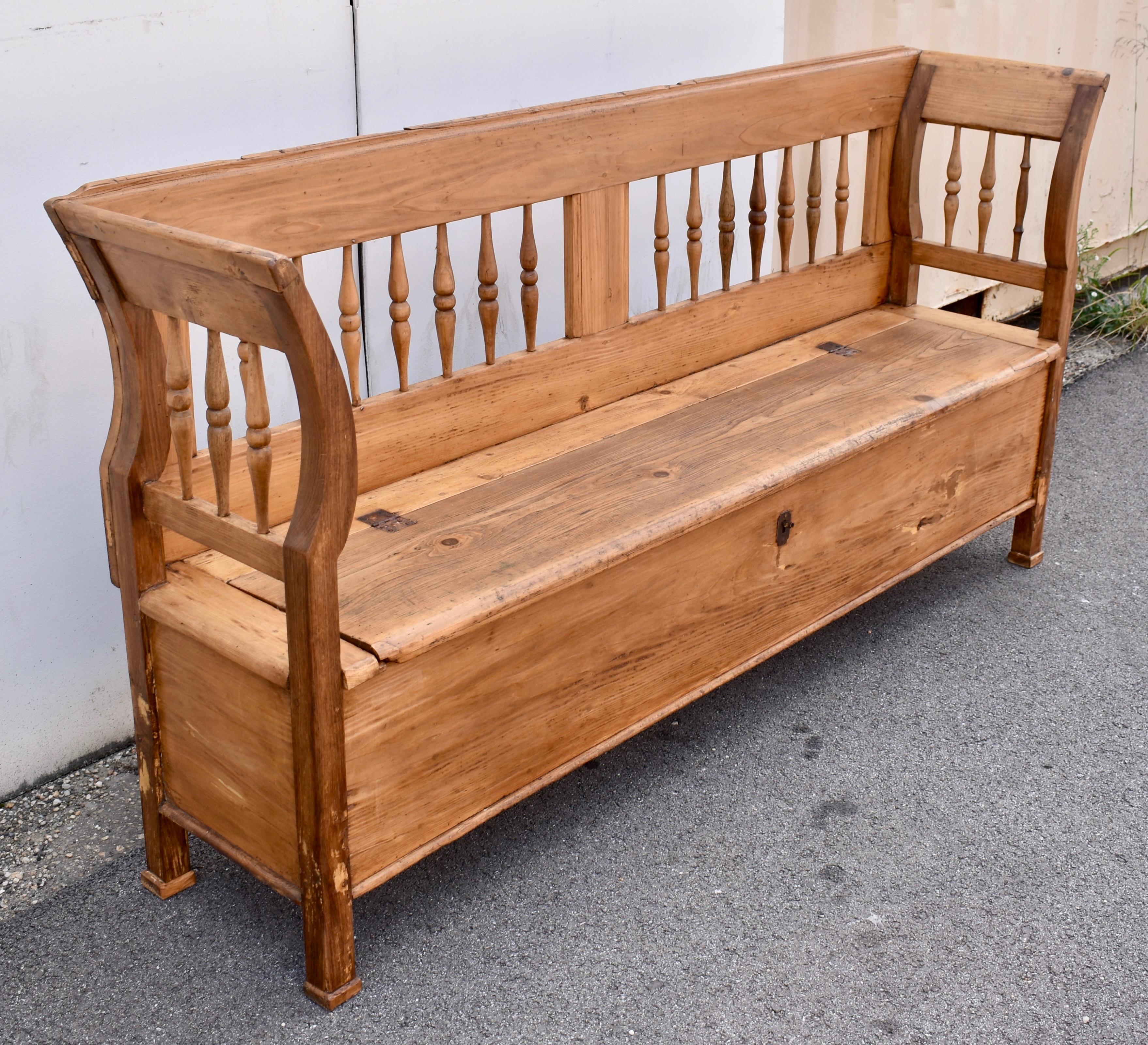 Hungarian Pine and Oak Storage Bench or Settle