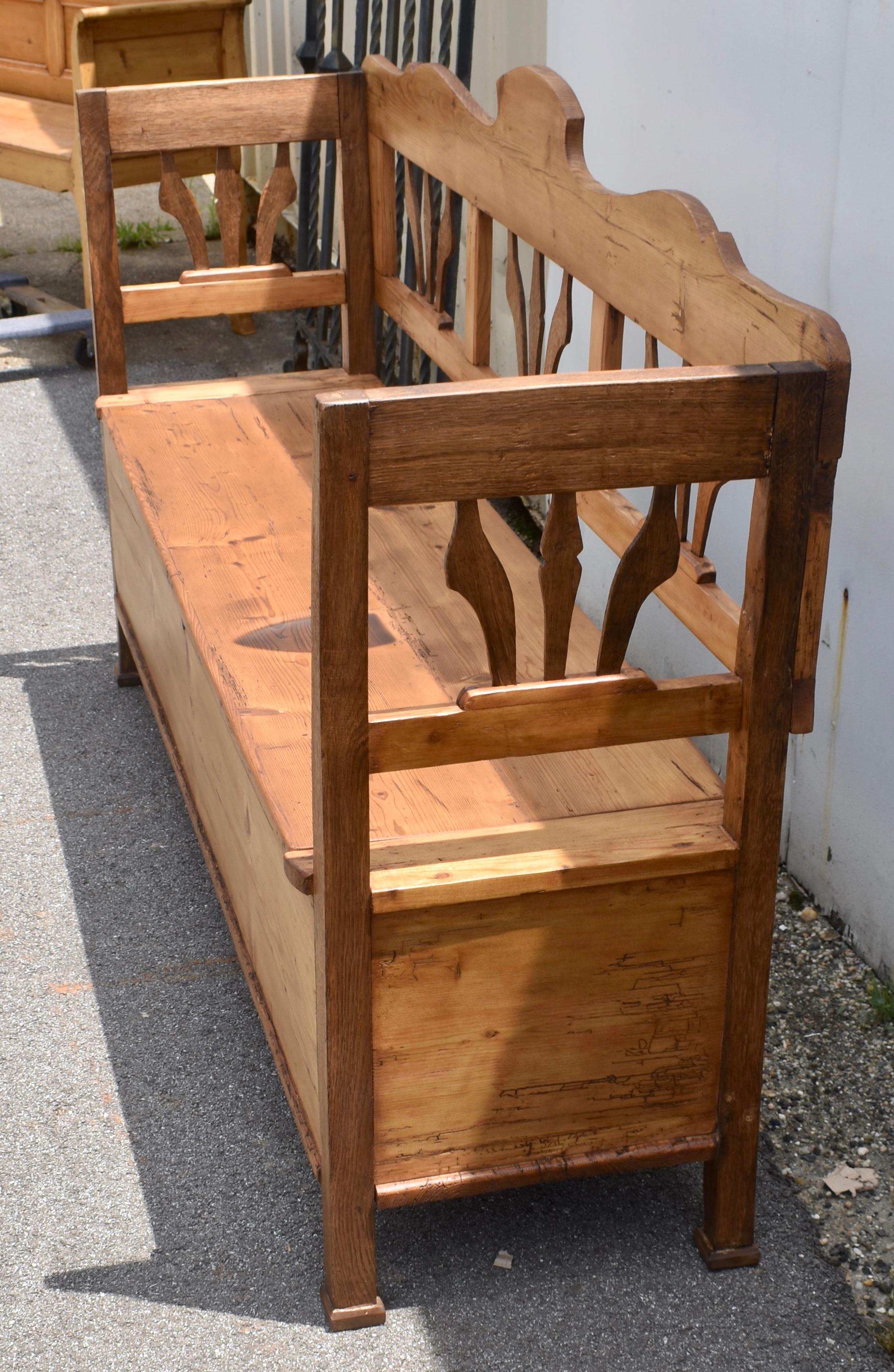 Hungarian Pine and Oak Storage Bench or Settle For Sale
