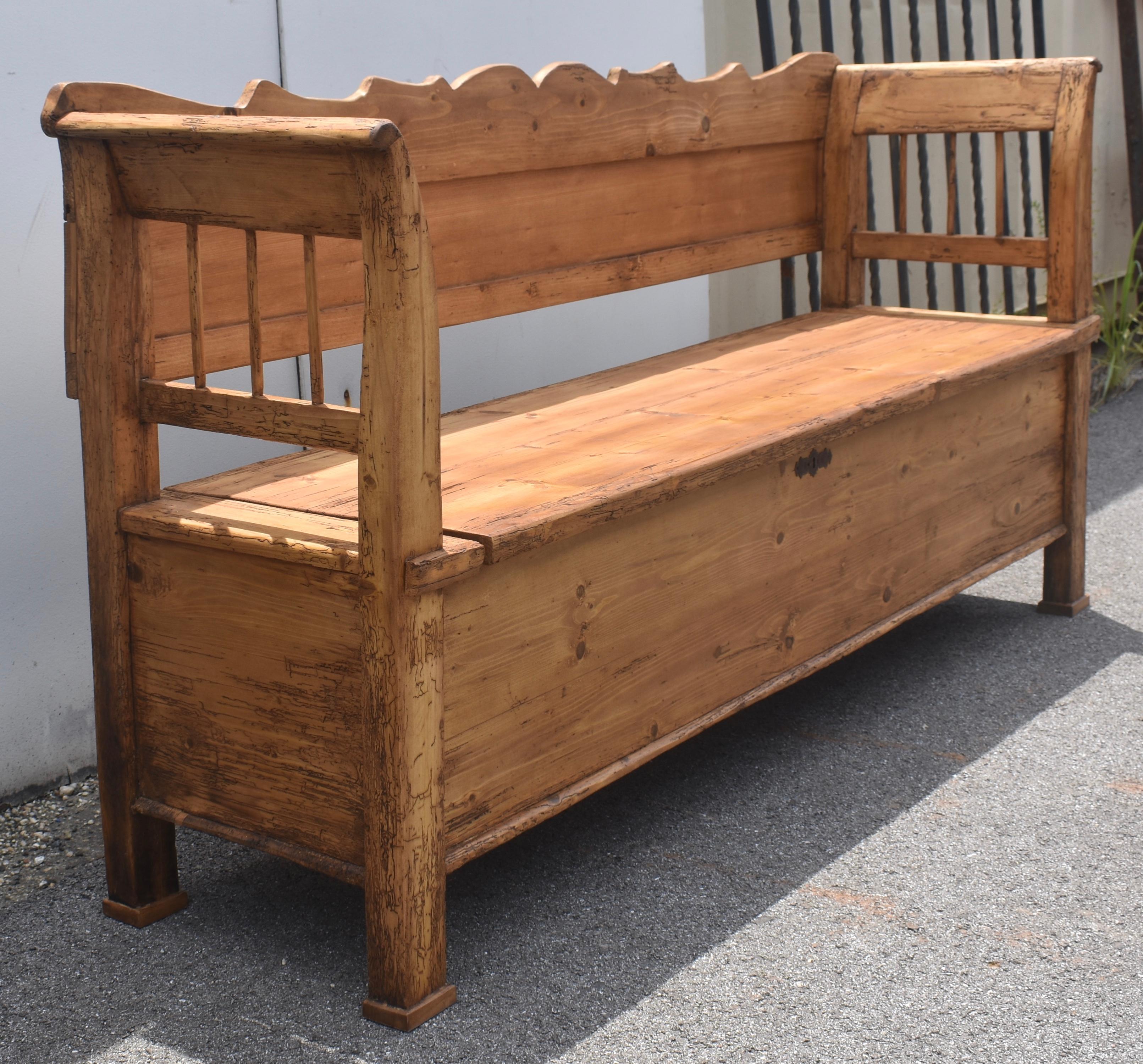 Hungarian Pine and Oak Storage Bench or Settle For Sale