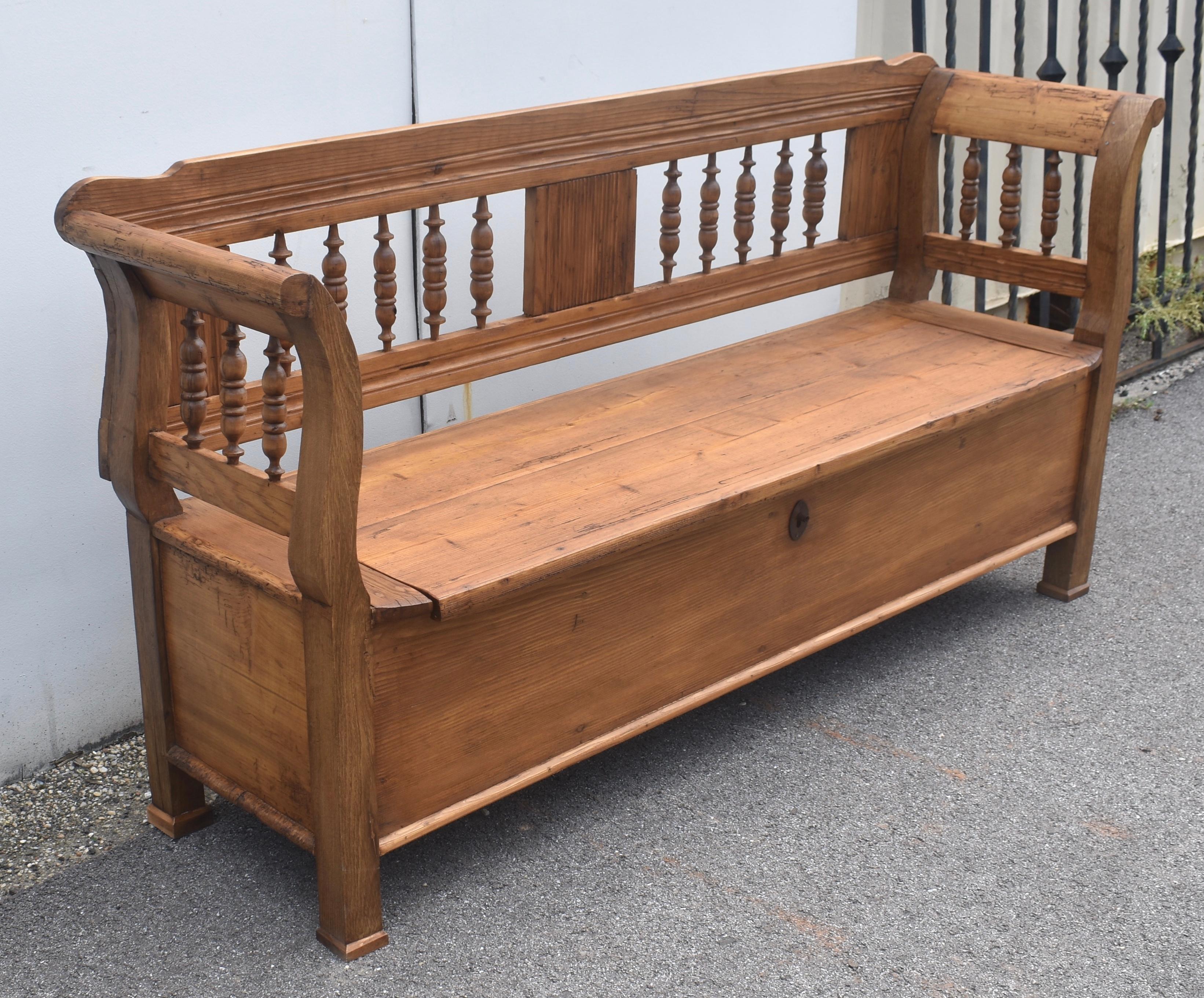 Hungarian Pine and Oak Storage Bench or Settle For Sale