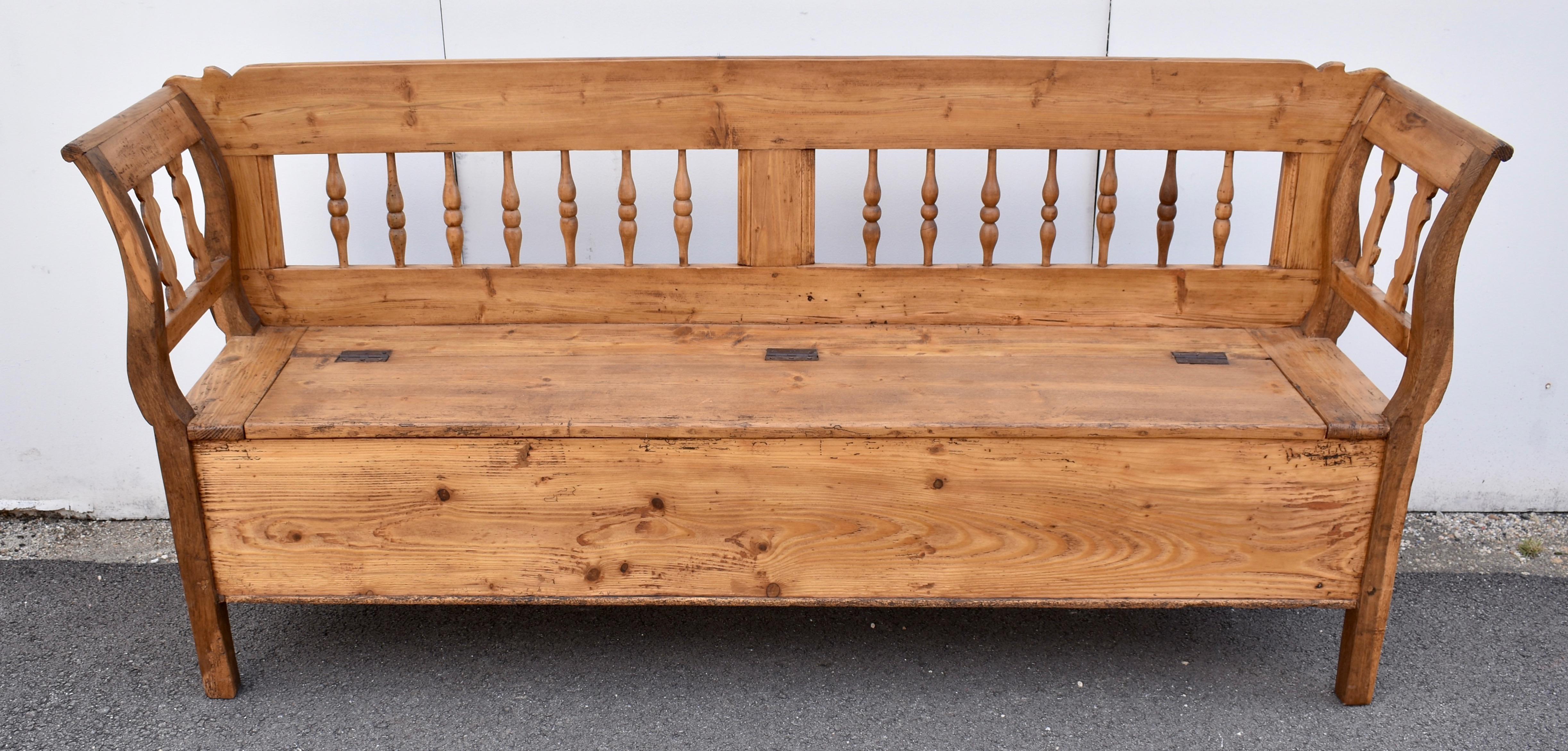 Hungarian Pine and Oak Storage Bench or Settle