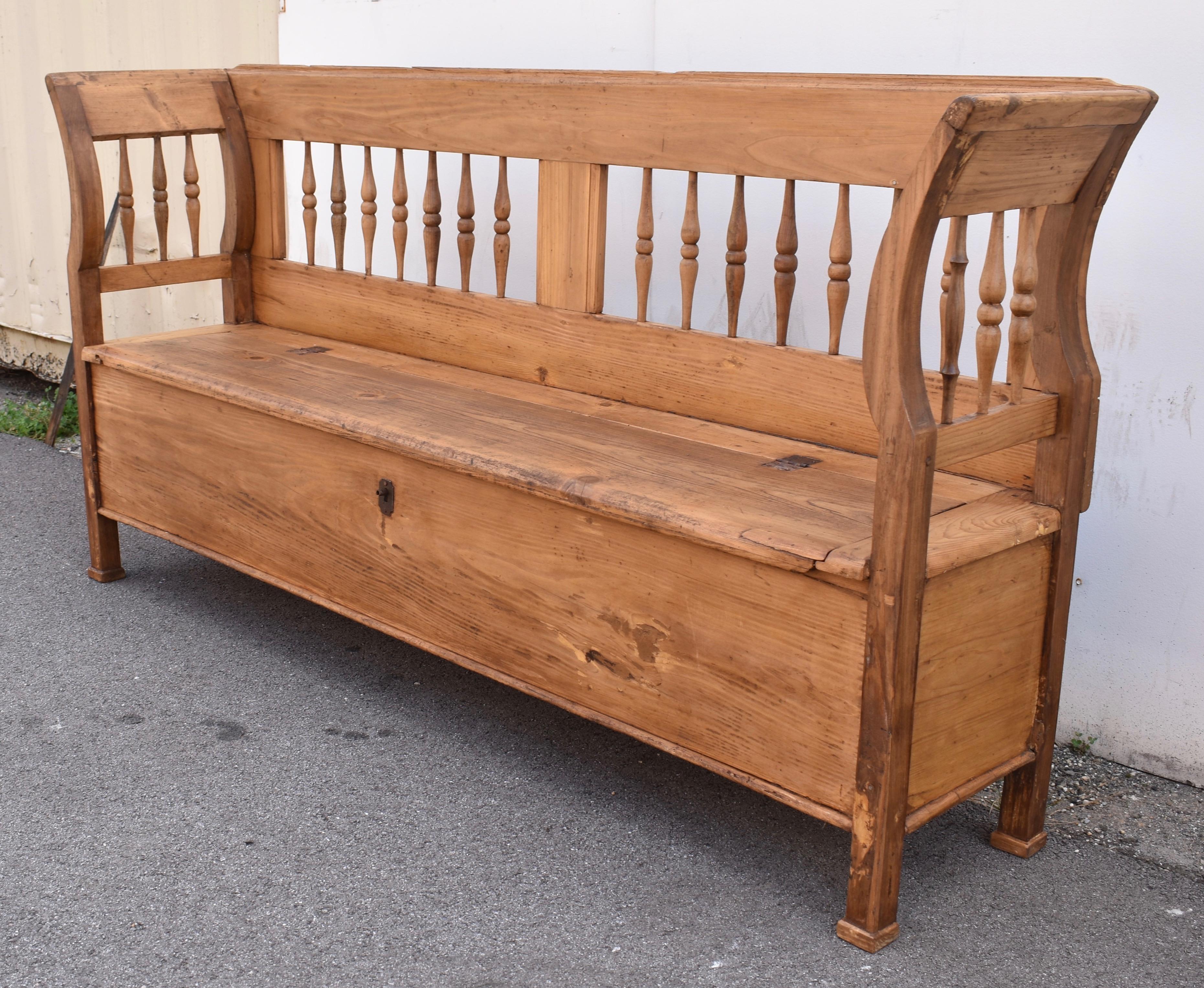 Polished Pine and Oak Storage Bench or Settle