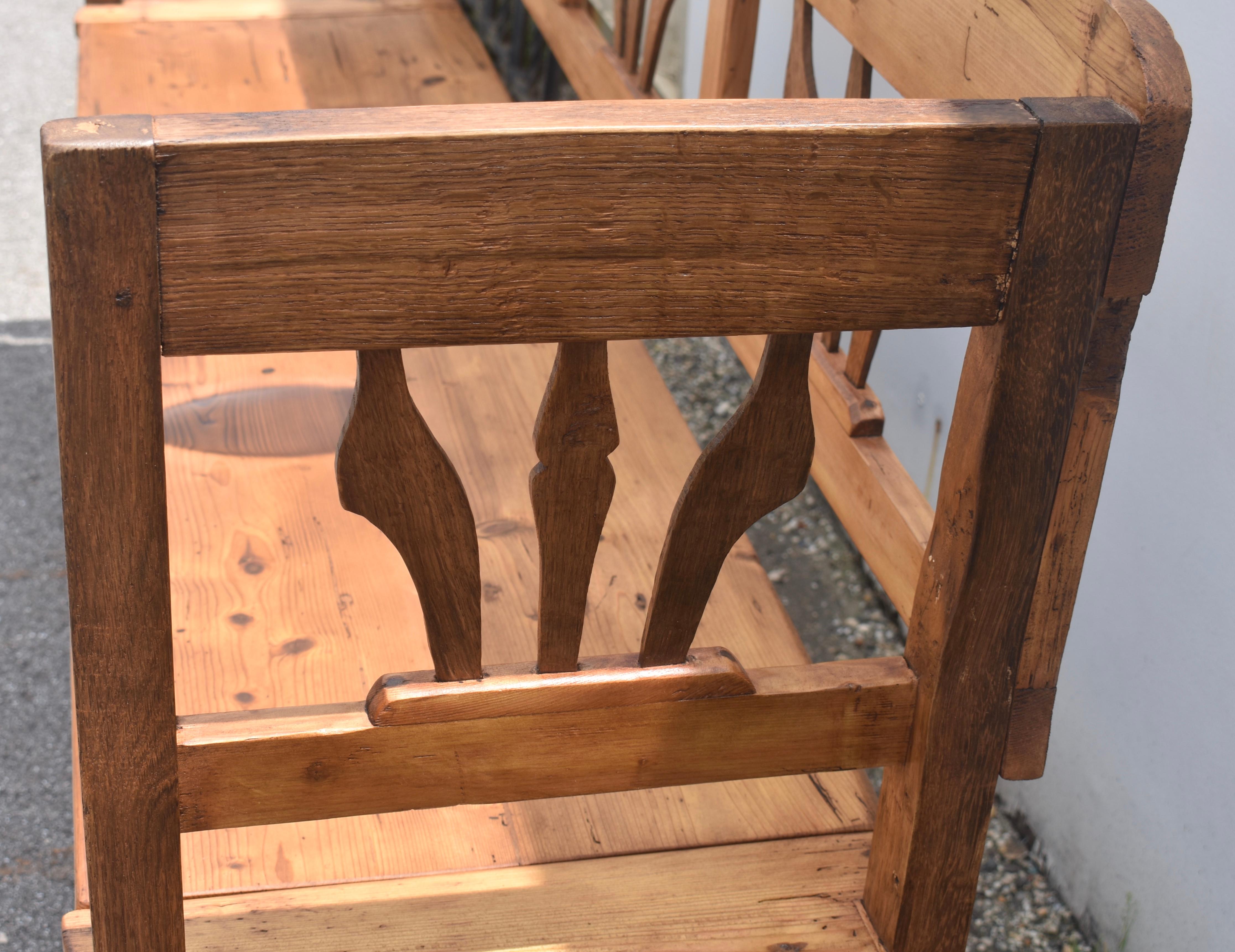 Polished Pine and Oak Storage Bench or Settle For Sale