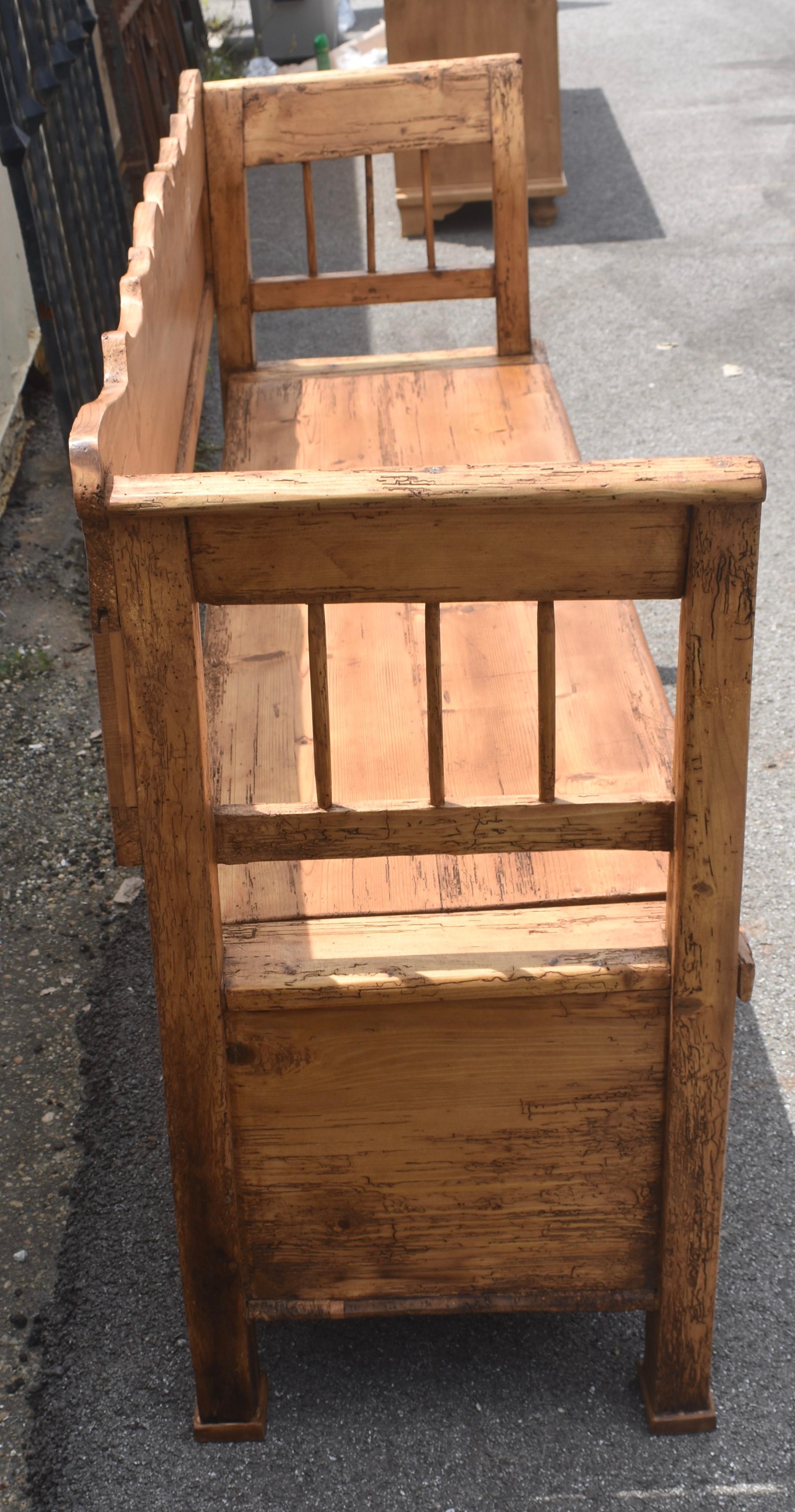 Polished Pine and Oak Storage Bench or Settle For Sale