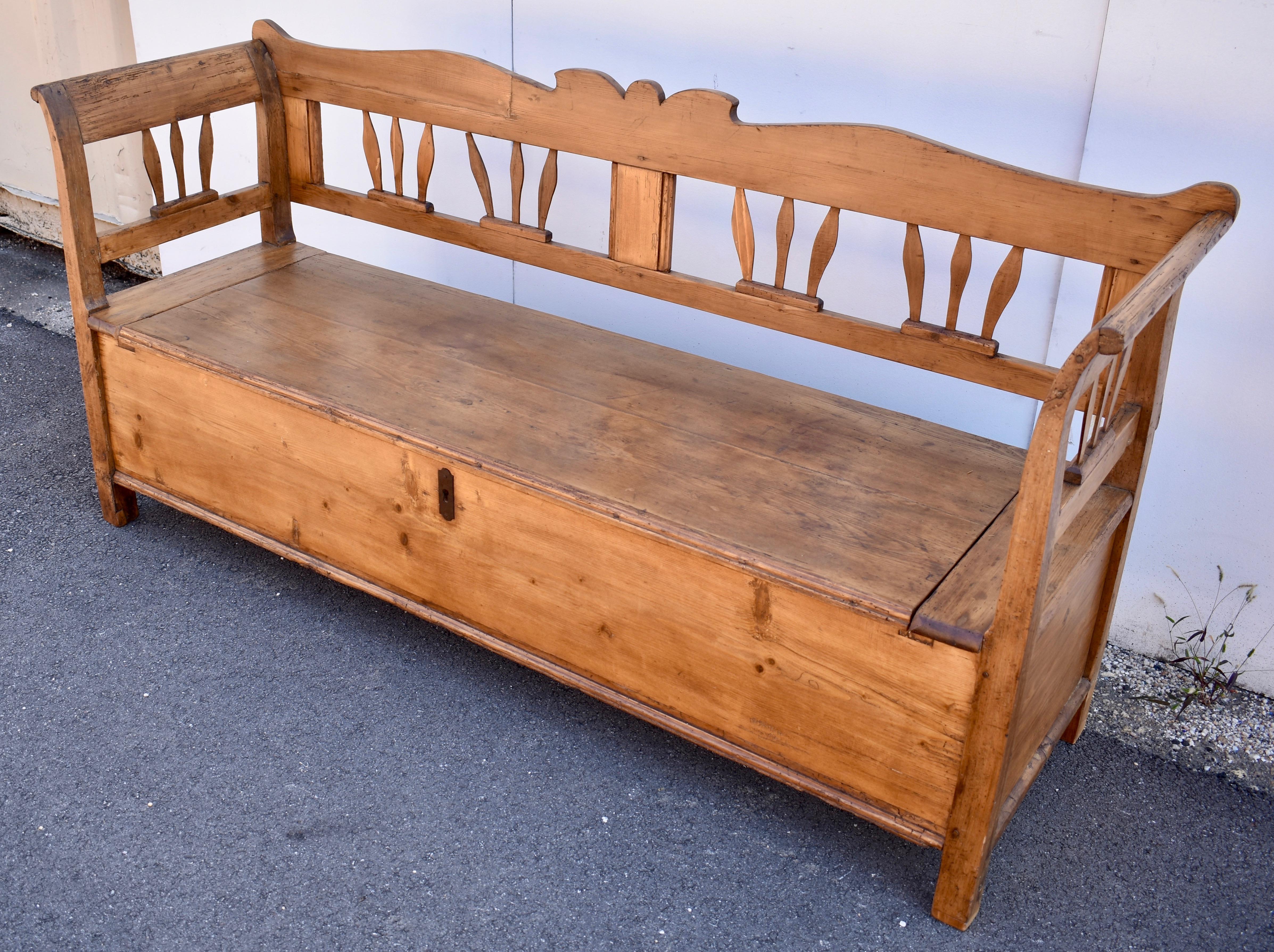 Hungarian Pine and Oak Storage Bench or Settle