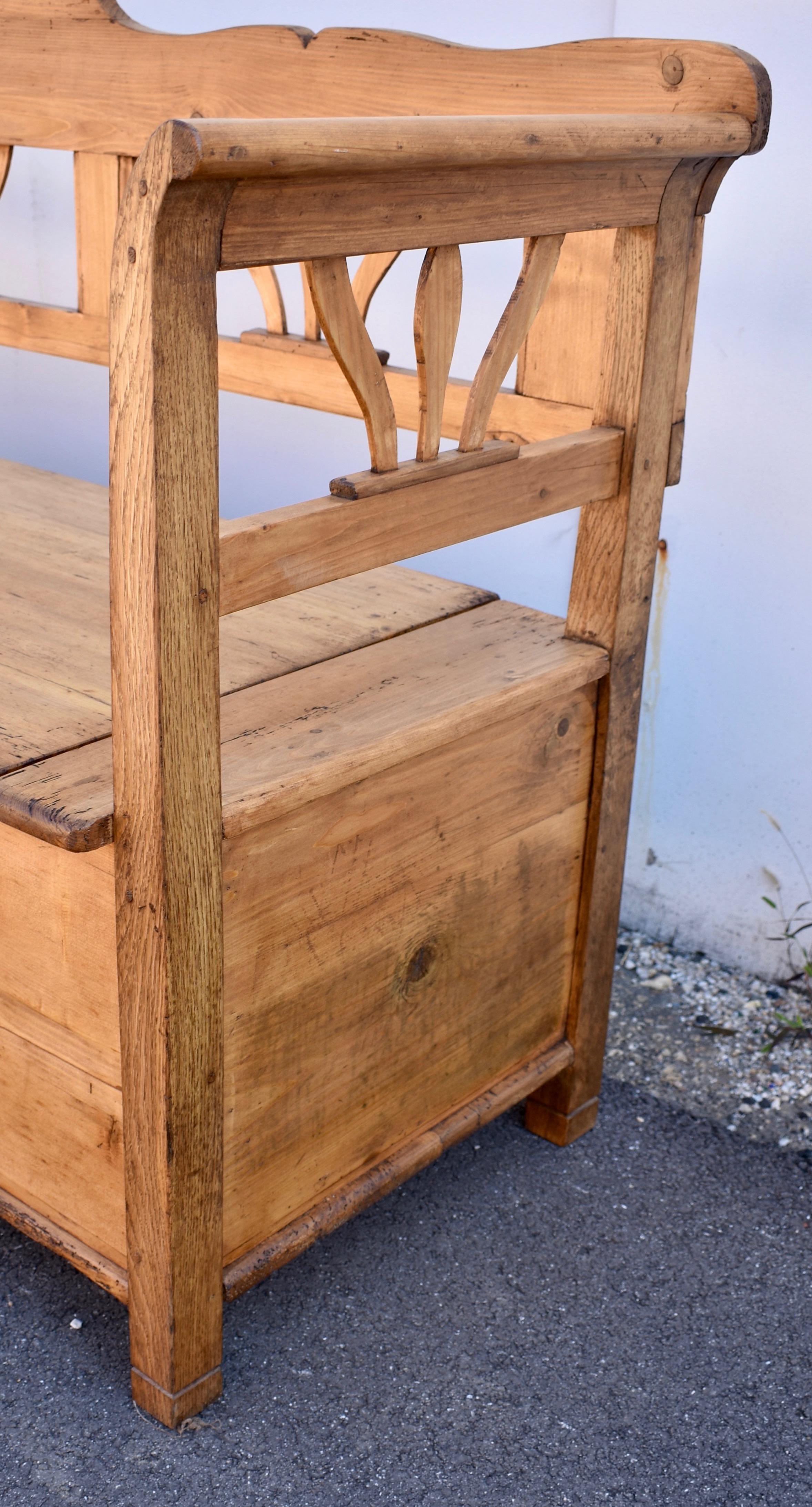 20th Century Pine and Oak Storage Bench or Settle