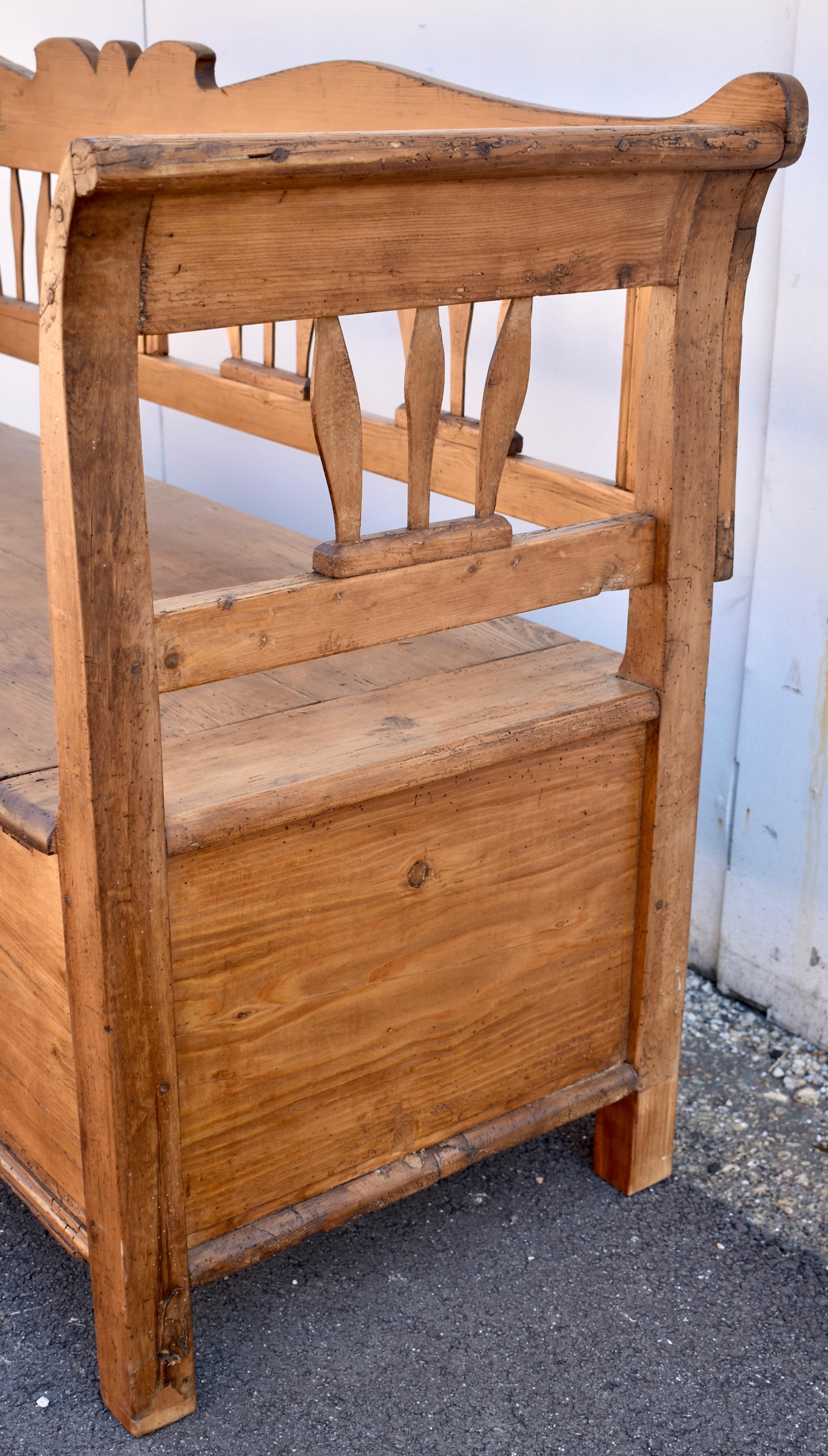 Polished Pine and Oak Storage Bench or Settle