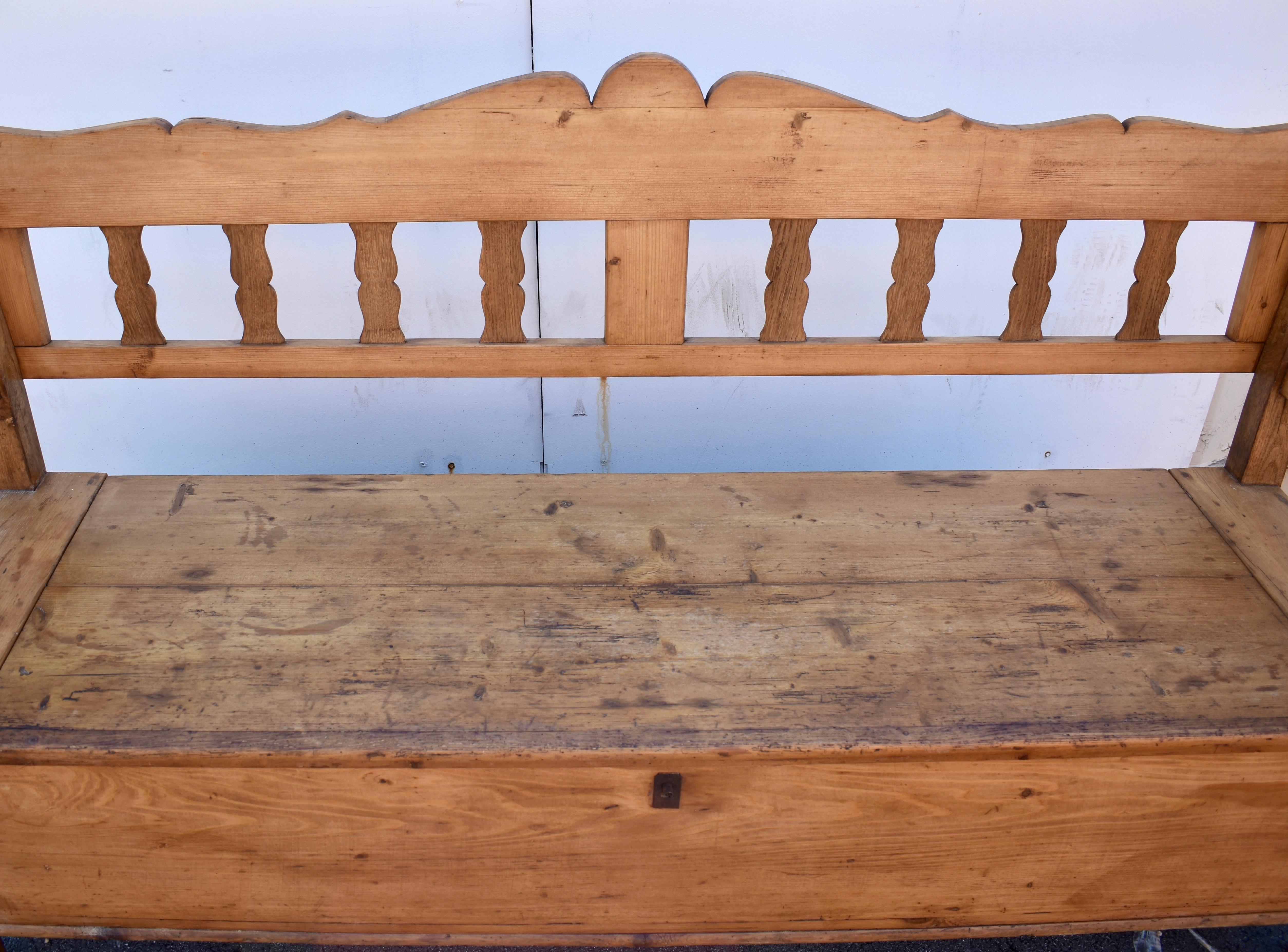 20th Century Pine and Oak Storage Bench or Settle