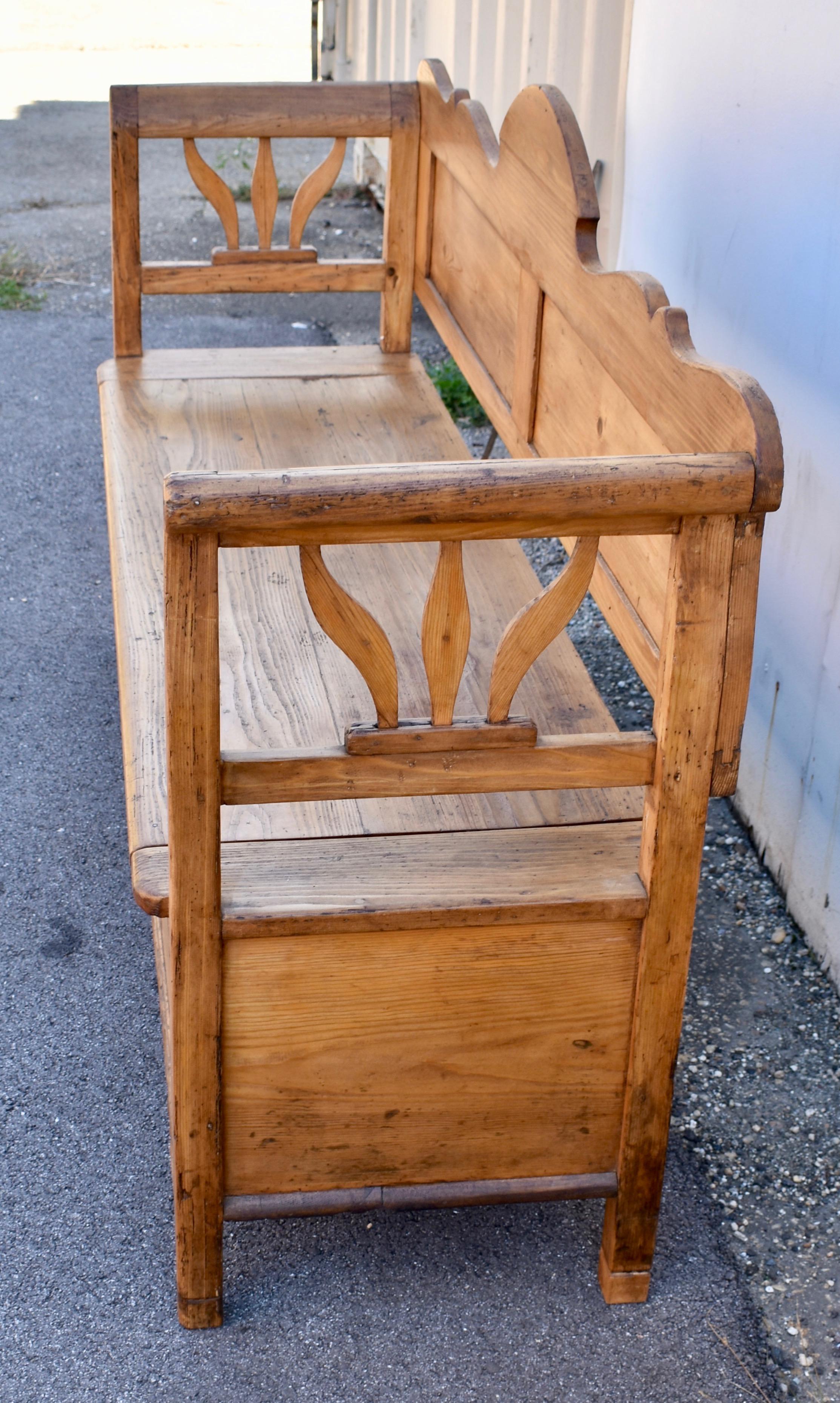 20th Century Pine and Oak Storage Bench or Settle