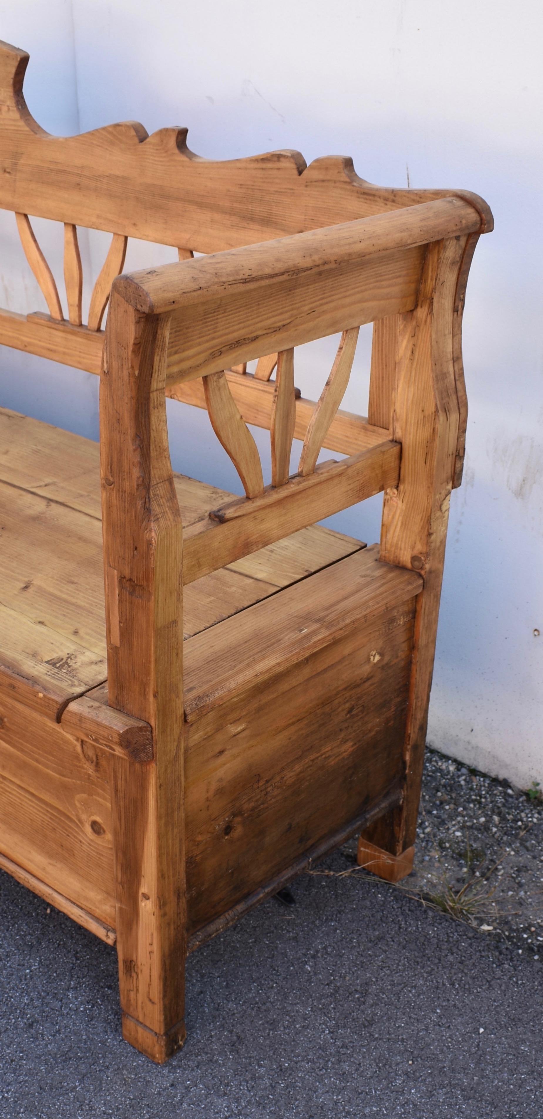 19th Century Pine and Oak Storage Bench or Settle.