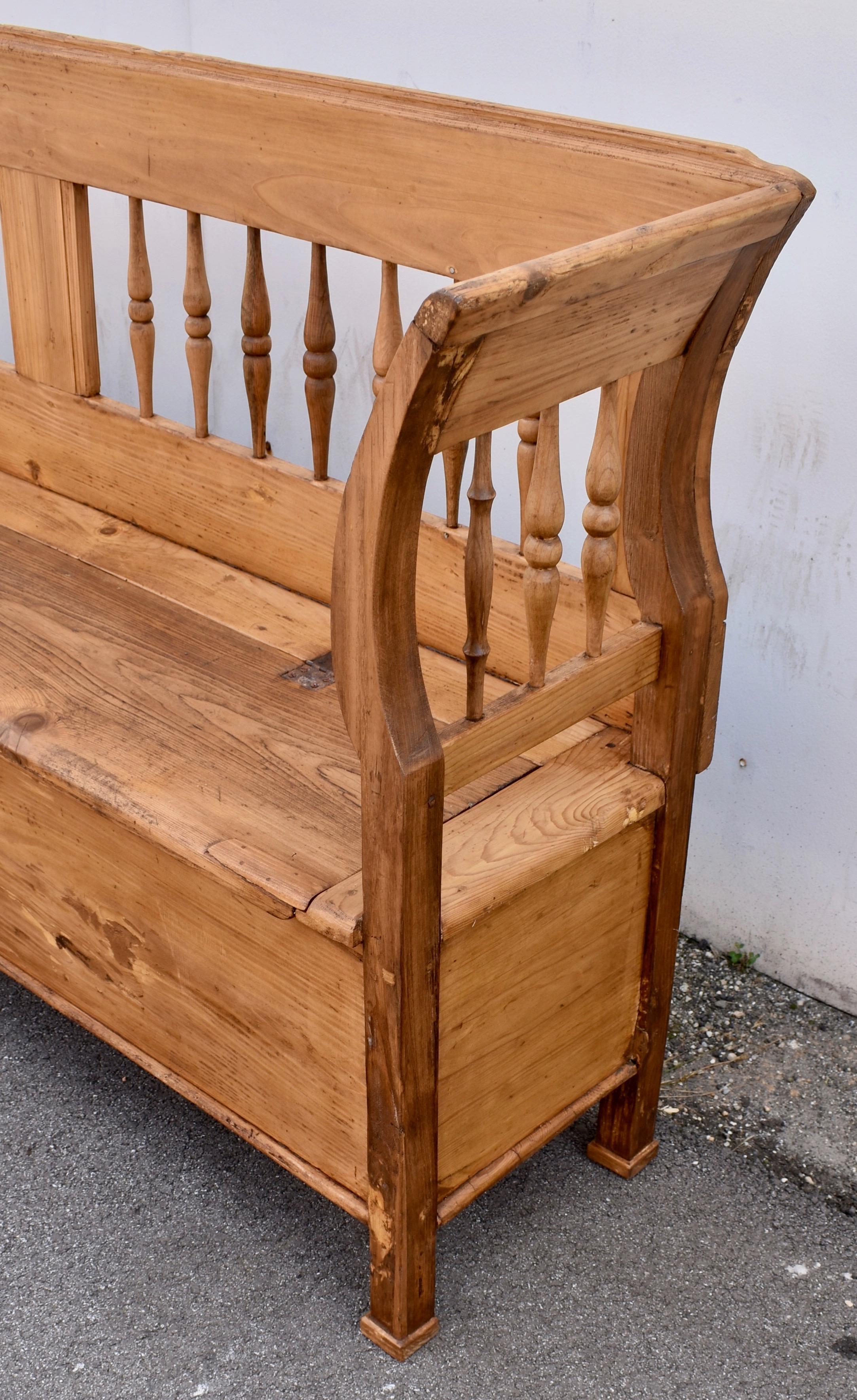 19th Century Pine and Oak Storage Bench or Settle
