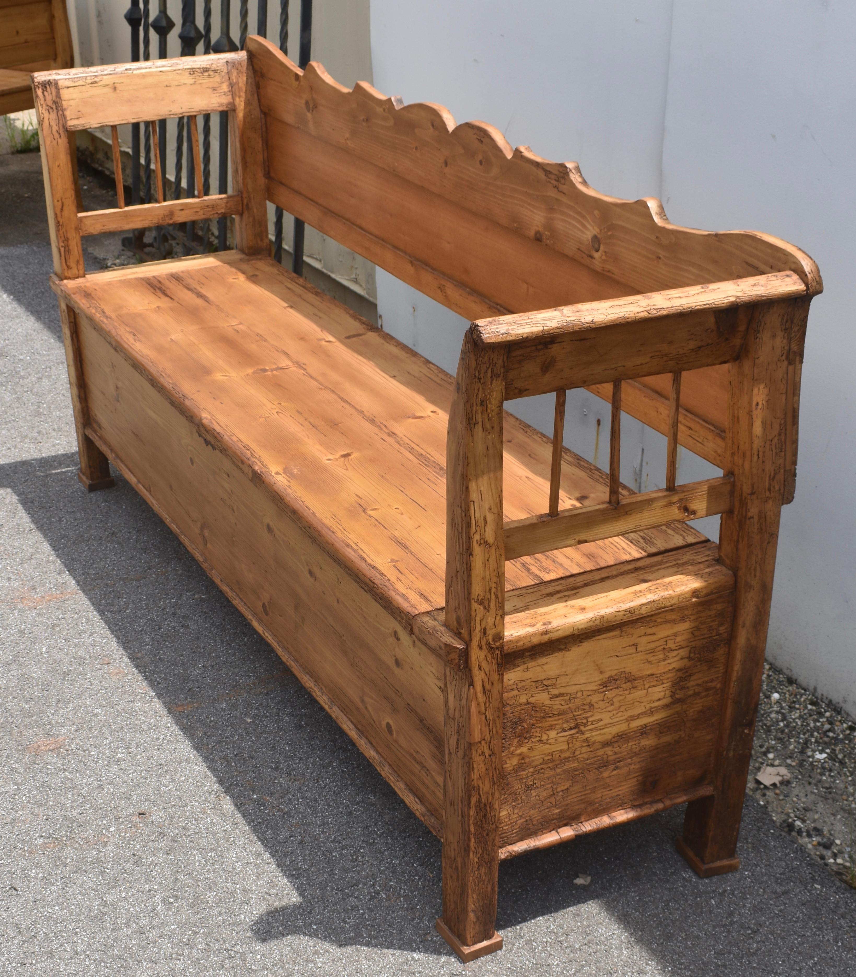 19th Century Pine and Oak Storage Bench or Settle For Sale