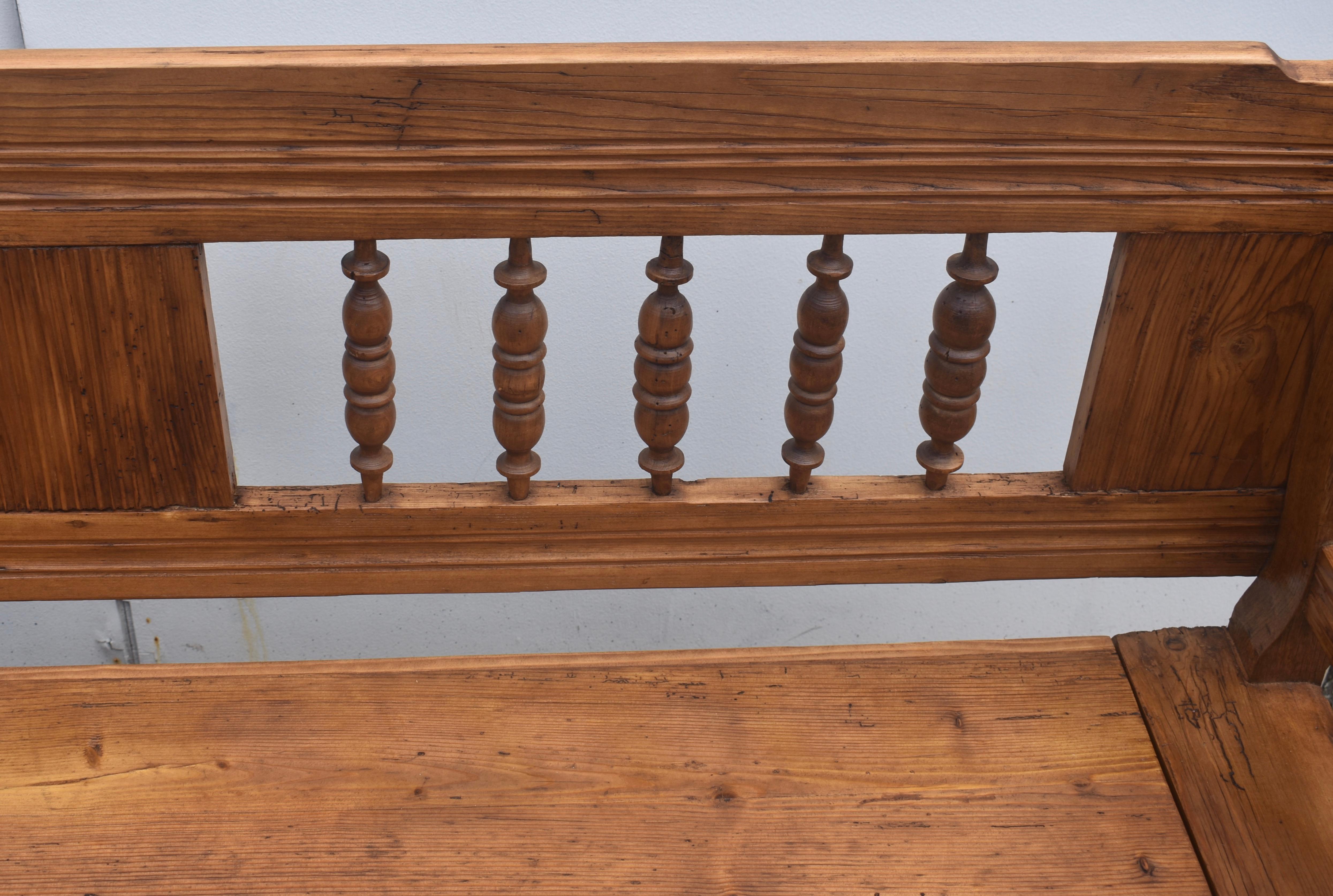 19th Century Pine and Oak Storage Bench or Settle For Sale