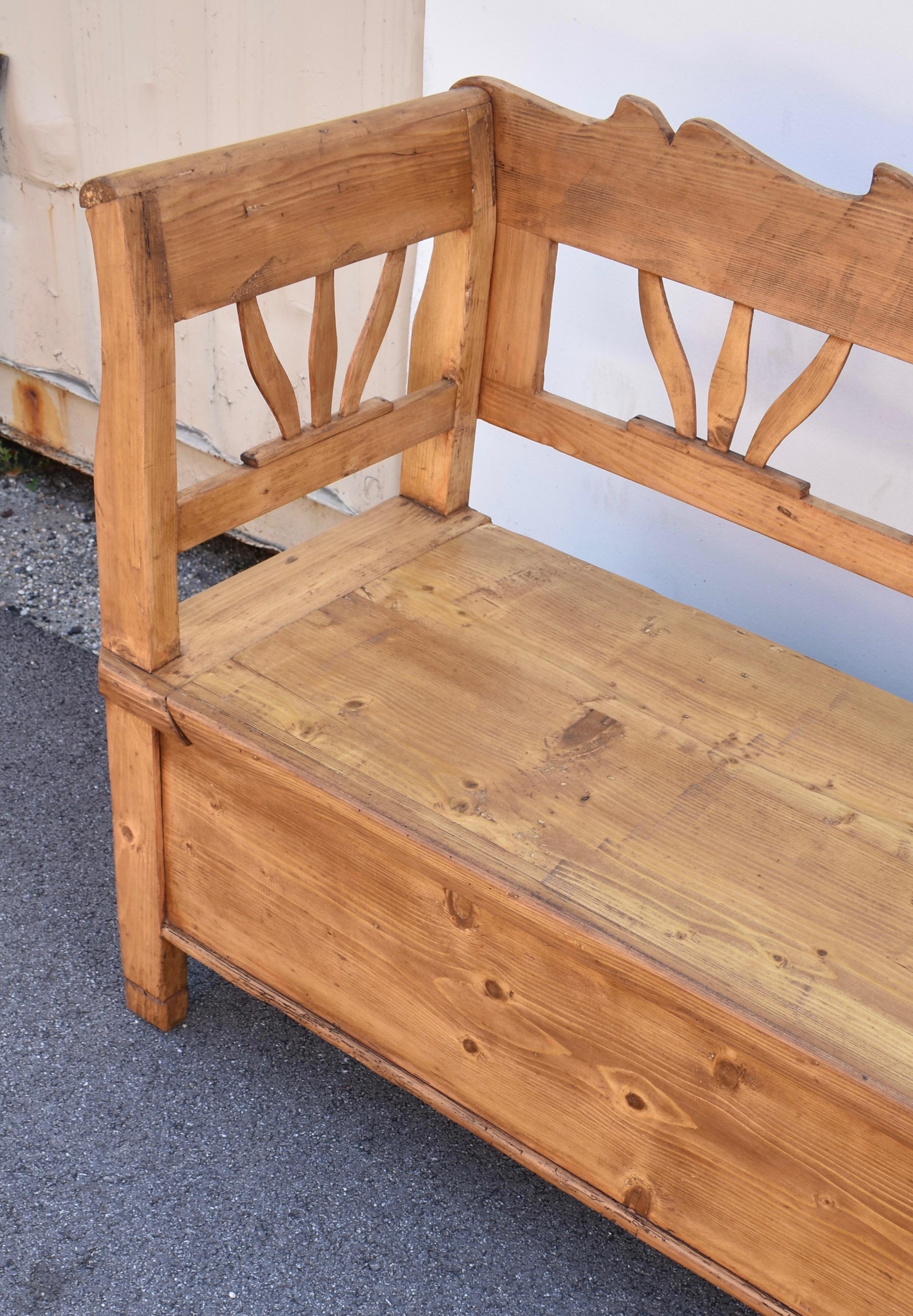 Pine and Oak Storage Bench or Settle. 1