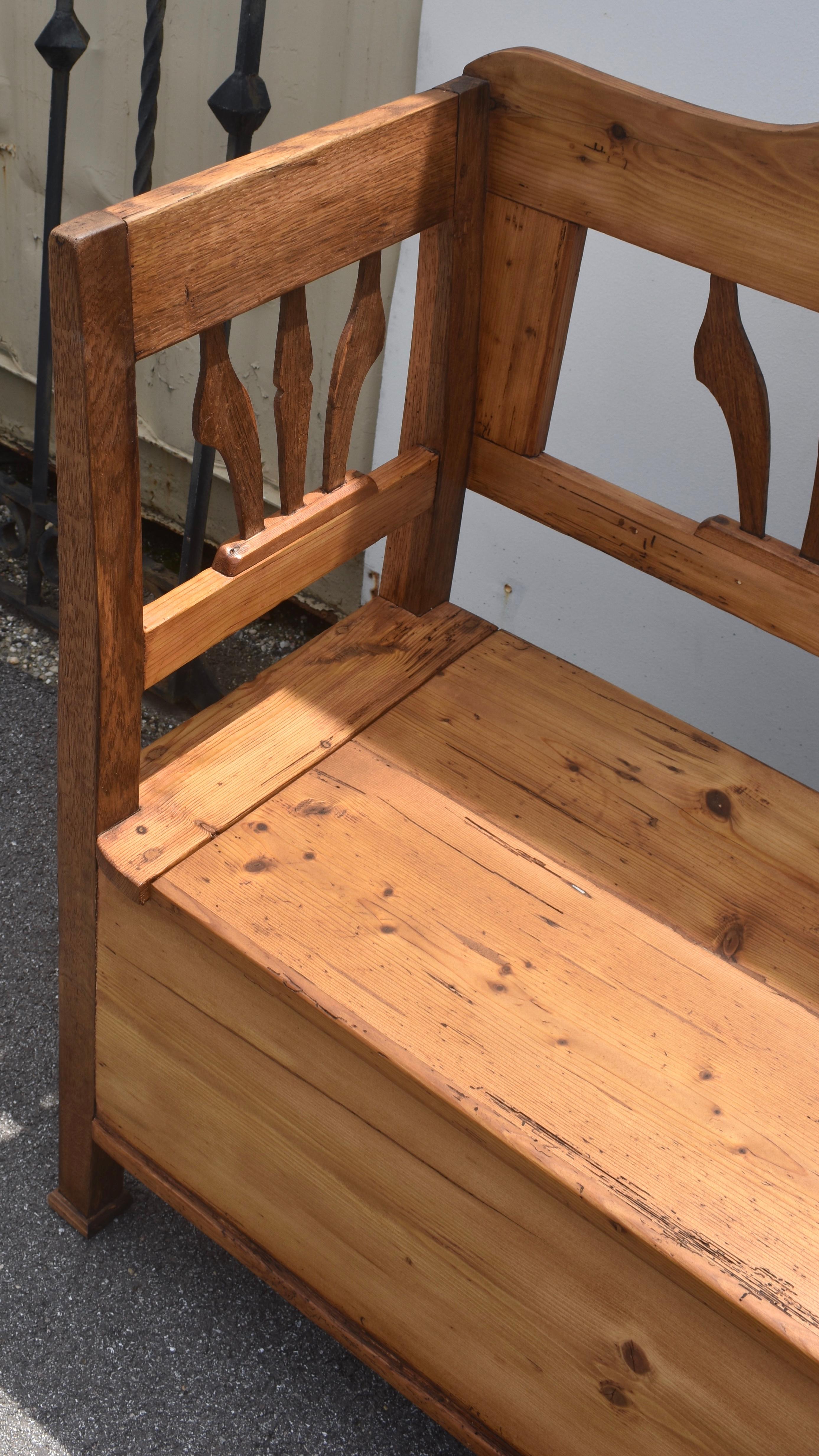 Pine and Oak Storage Bench or Settle For Sale 1