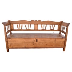 Antique Pine and Oak Storage Bench or Settle