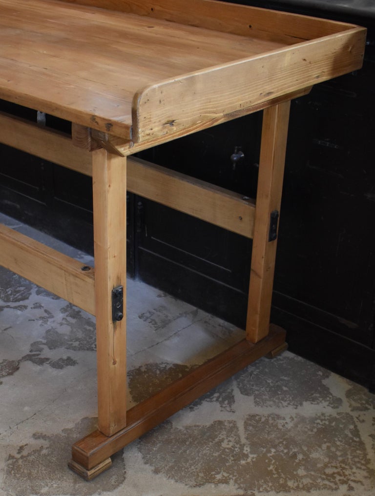 Pine and Oak StretcherBase Work Table For Sale at 1stDibs