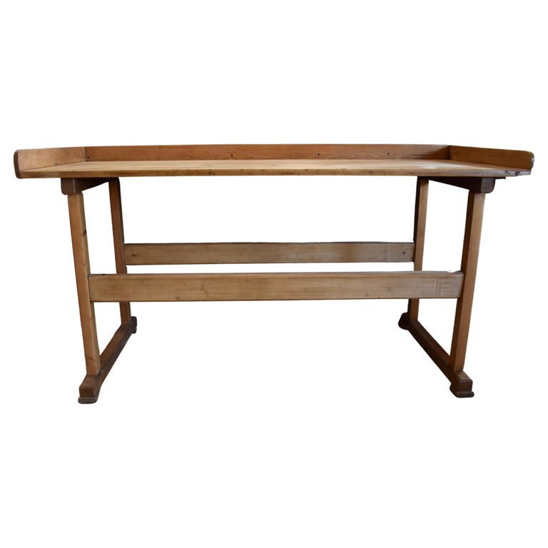 Pine and Oak StretcherBase Work Table For Sale at 1stDibs