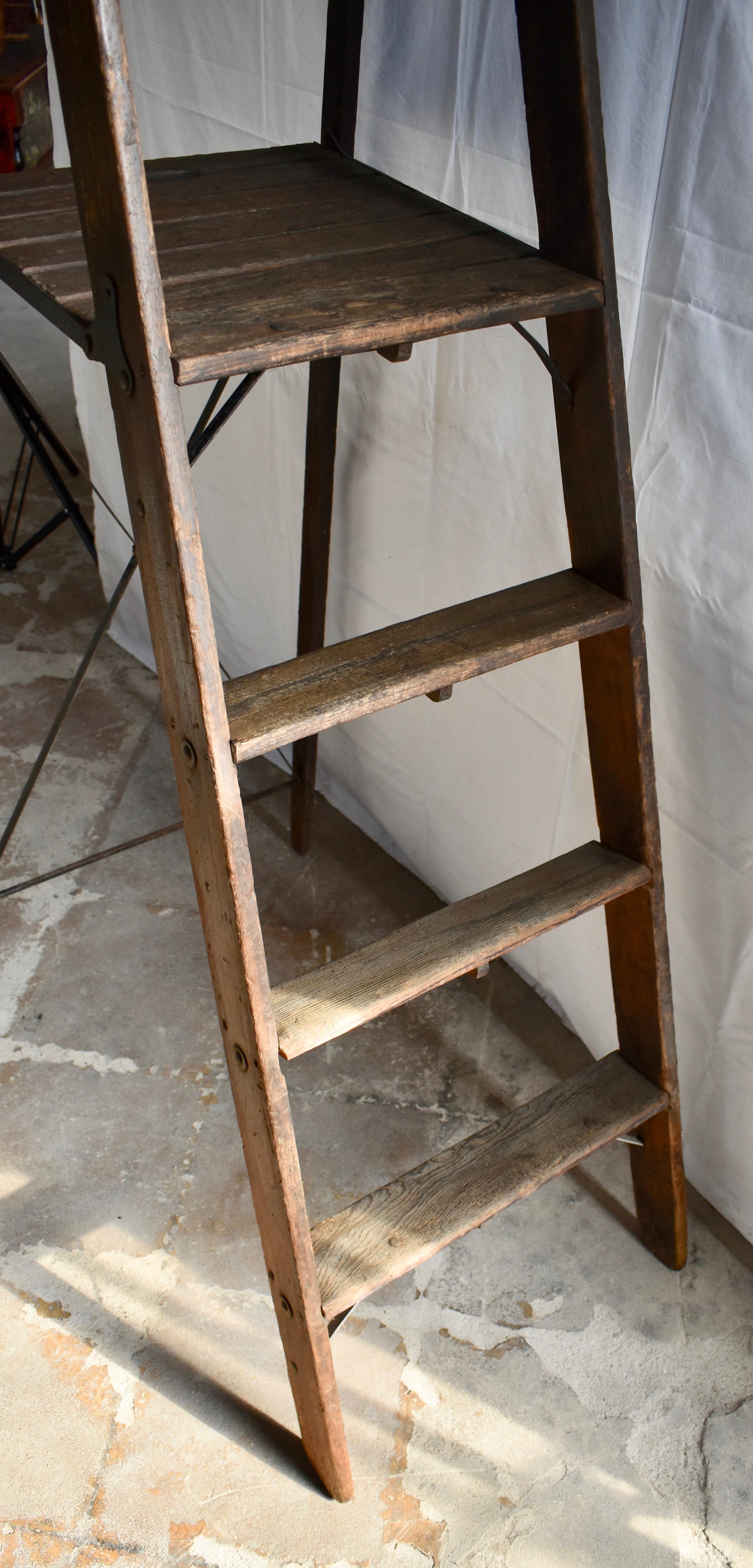 20th Century Pine and Poplar Library Steps