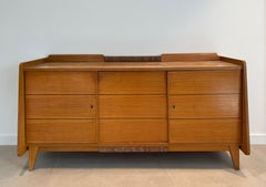 Pine and Rattan Sideboard. French work. Circa 1970