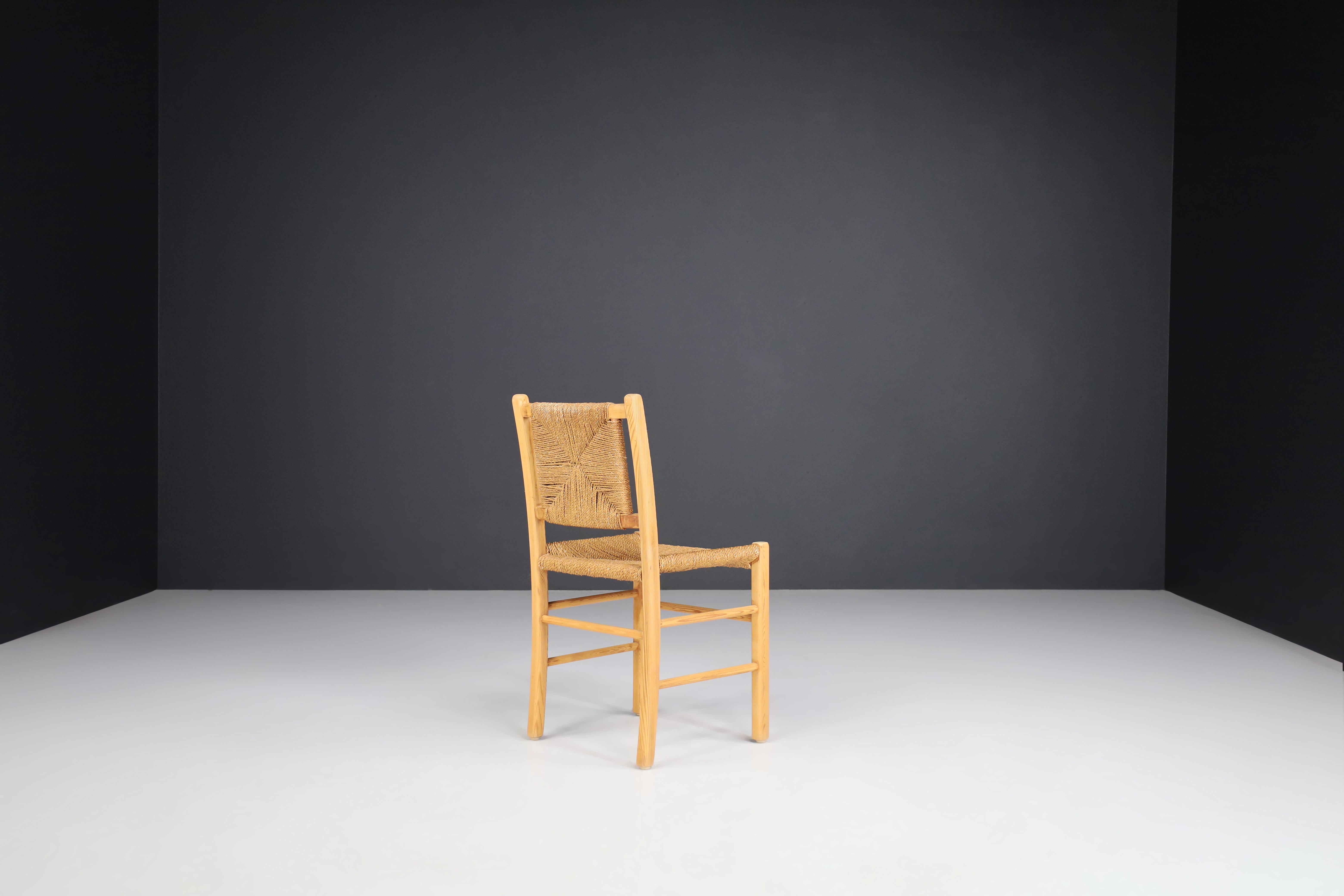 Pine and Rope Dining Chairs, France 1960s.    For Sale 2