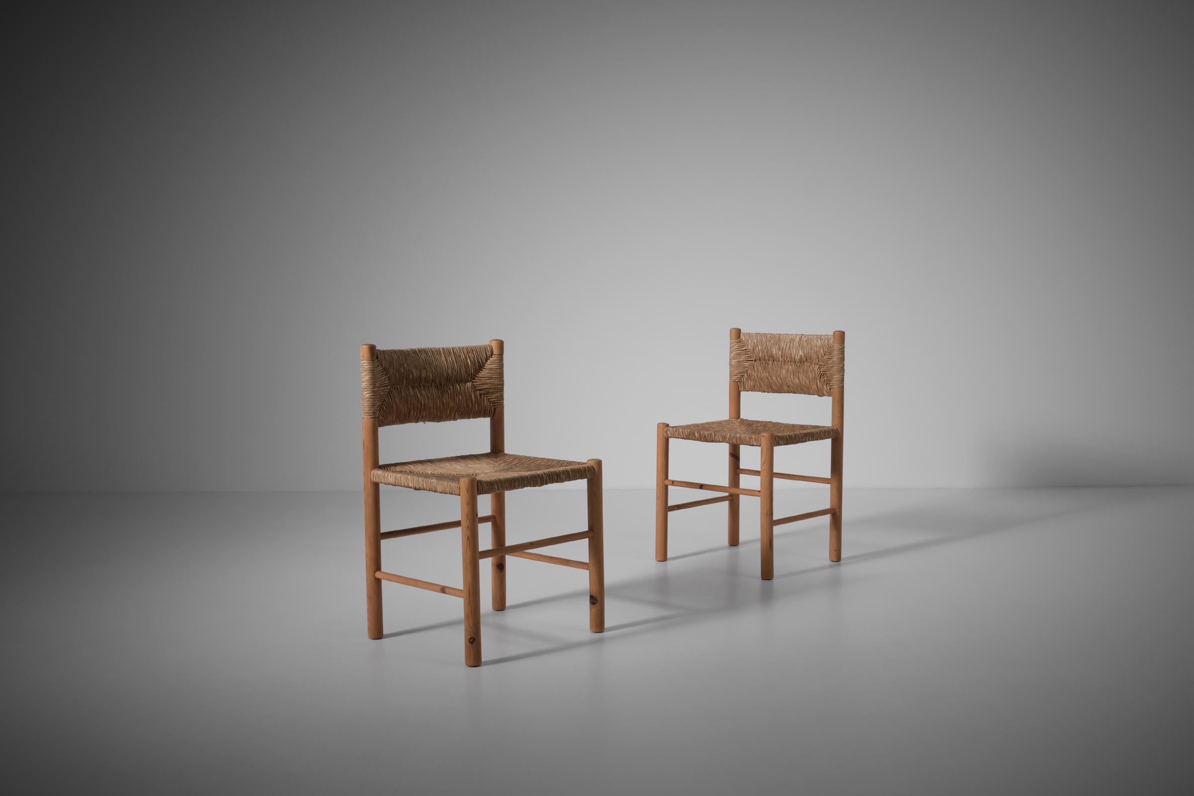 French Pine and Rush Dining Chairs, 1960s