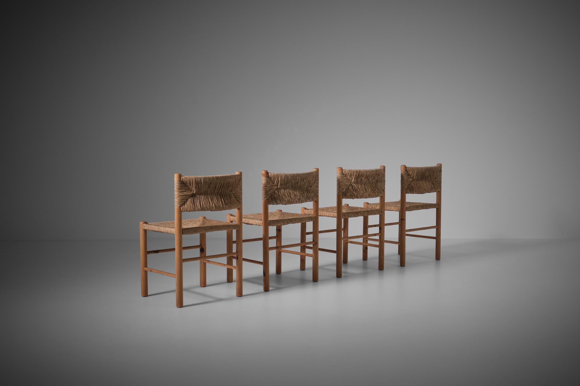 Pine and Rush Dining Chairs, 1960s In Good Condition In Rotterdam, NL