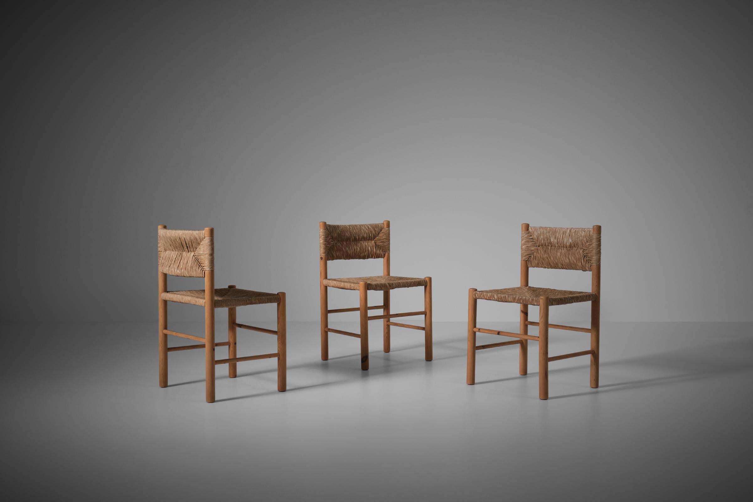 Pine and Rush Dining Chairs, 1960s 1