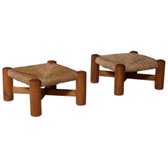 Pine and Rush Footstools by Wim Den Boon, 1950