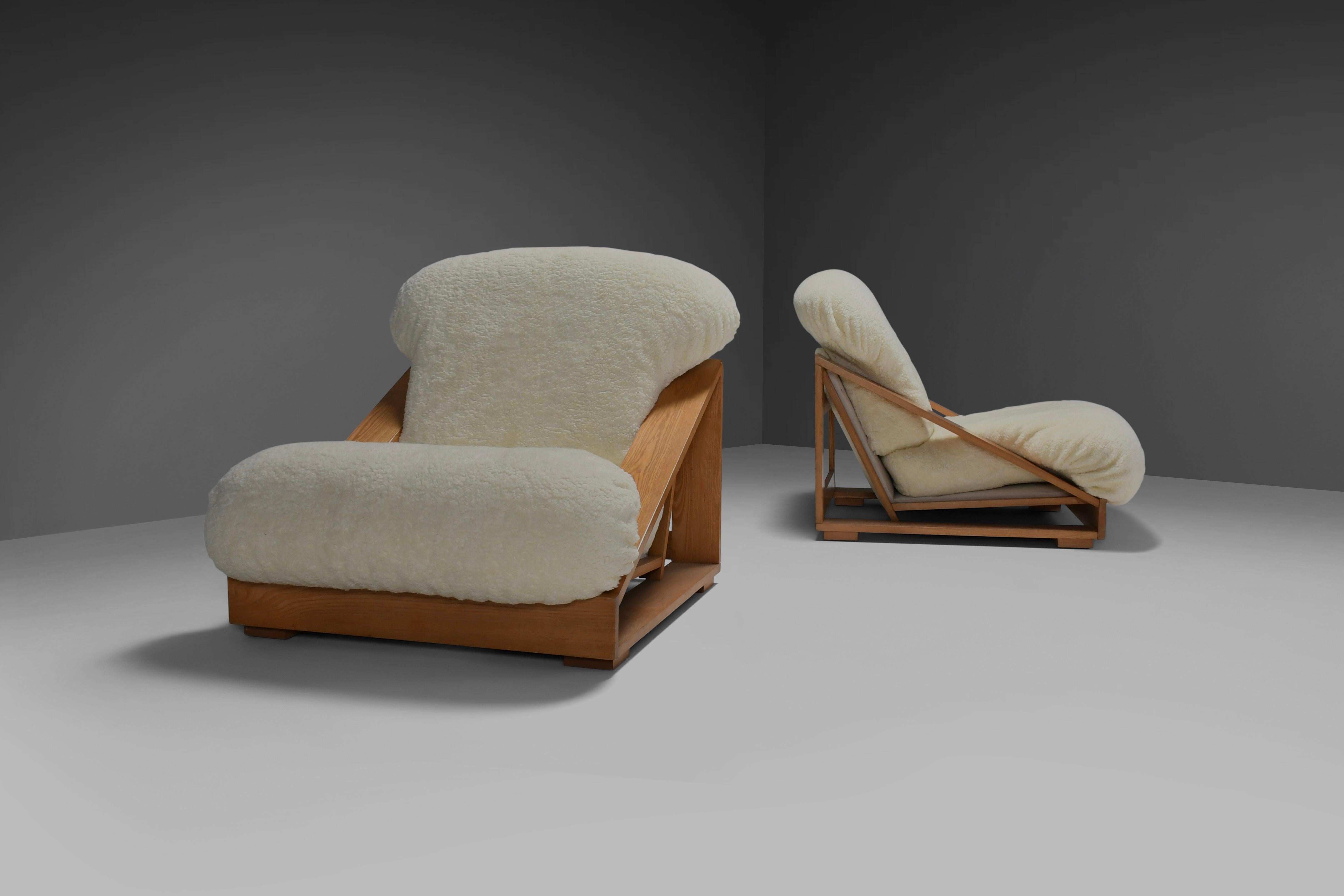 Fauteuils de salon en pin et en teck de Renato Toso et Roberto Pamio pour Stilwood, 1970 Bon état - En vente à Echt, NL