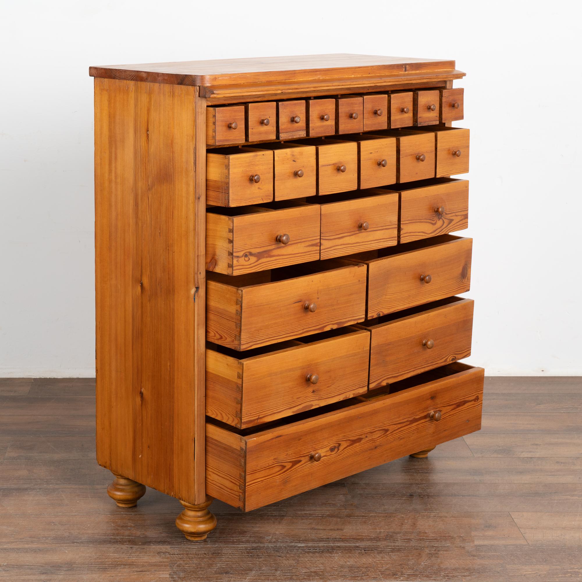 Country Pine Apothecary Chest of Drawers, Denmark circa 1890