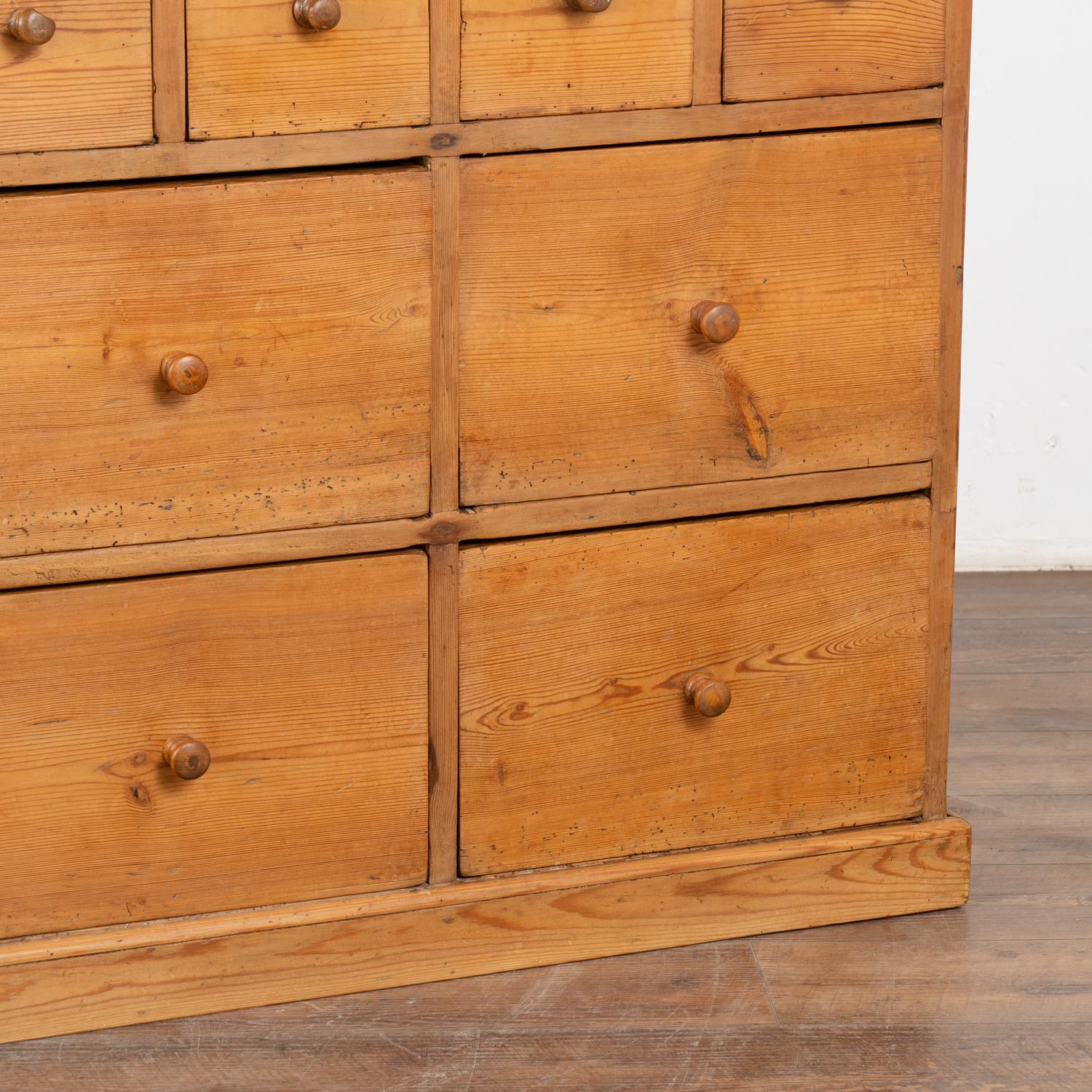 Pine Apothecary Console Chest of 16 Drawers, Denmark circa 1880 For Sale 4
