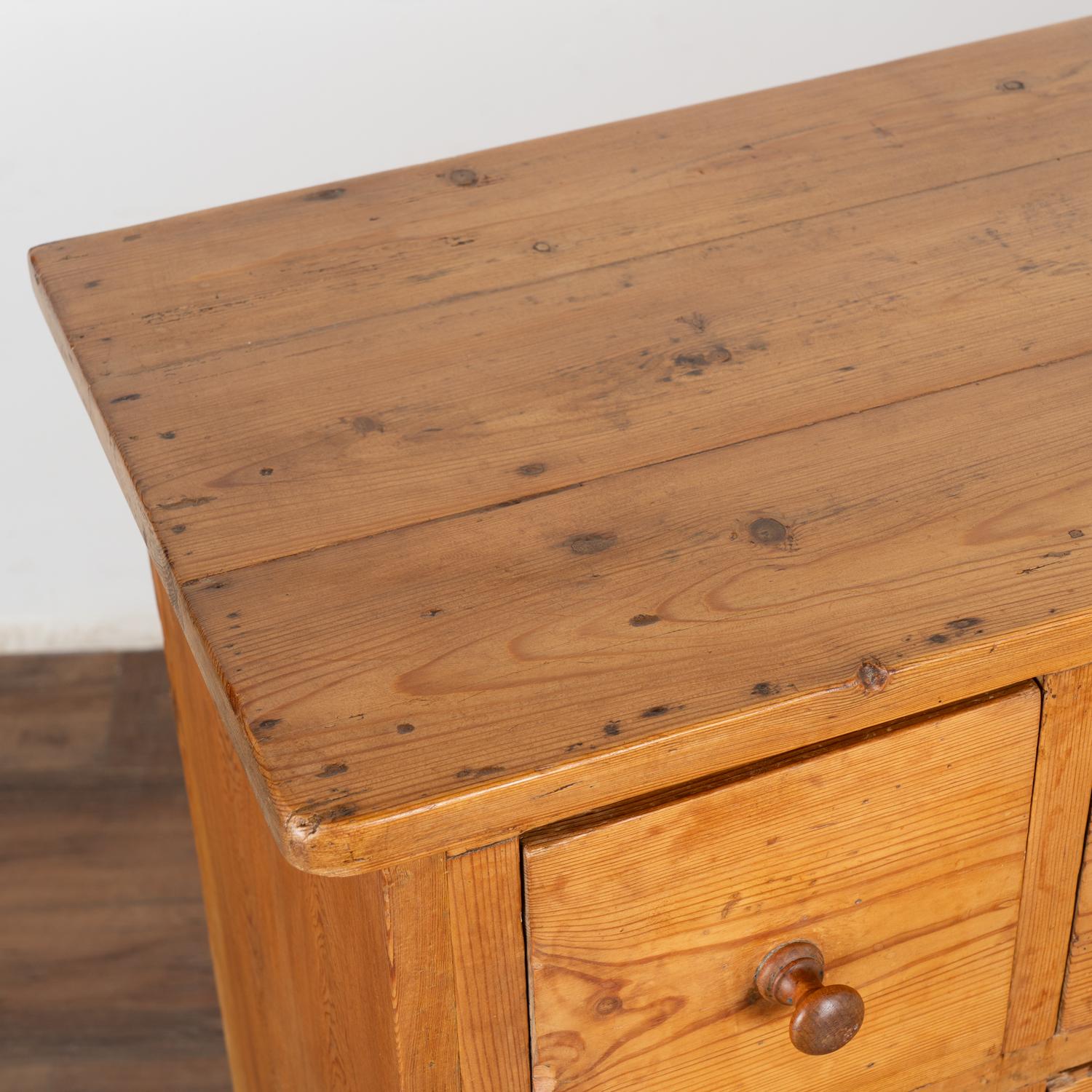 19th Century Pine Apothecary Console Chest of 16 Drawers, Denmark circa 1880 For Sale