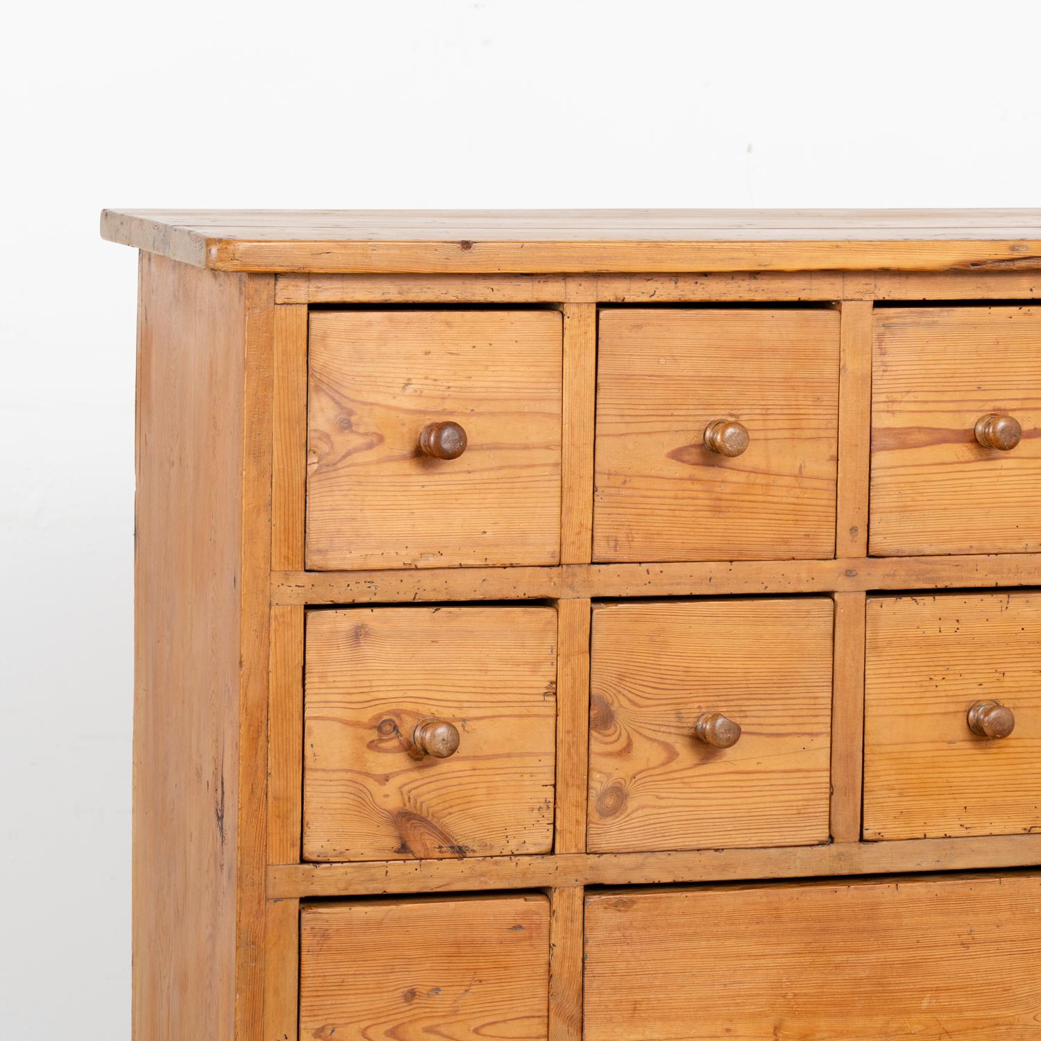 Pine Apothecary Console Chest of 16 Drawers, Denmark circa 1880 For Sale 1