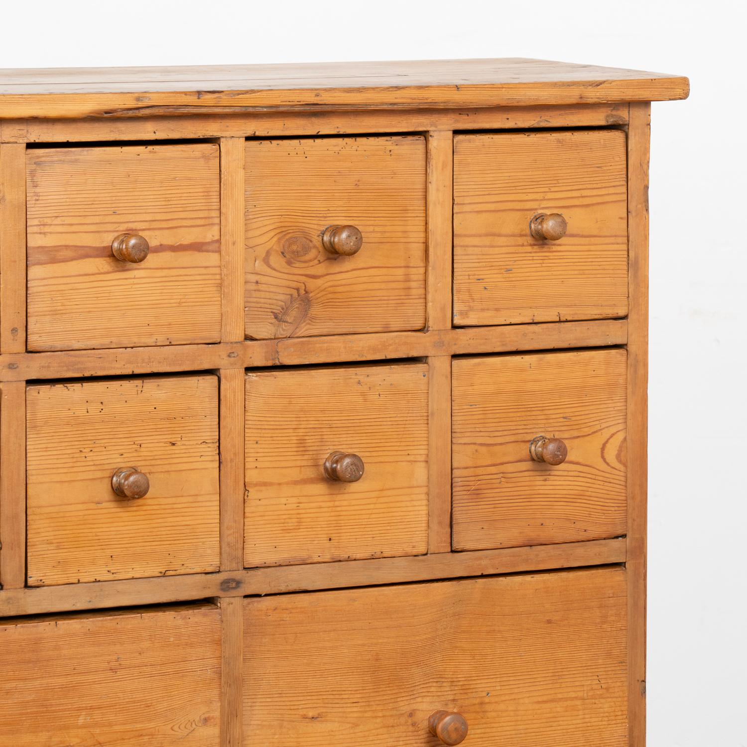 Pine Apothecary Console Chest of 16 Drawers, Denmark circa 1880 For Sale 2